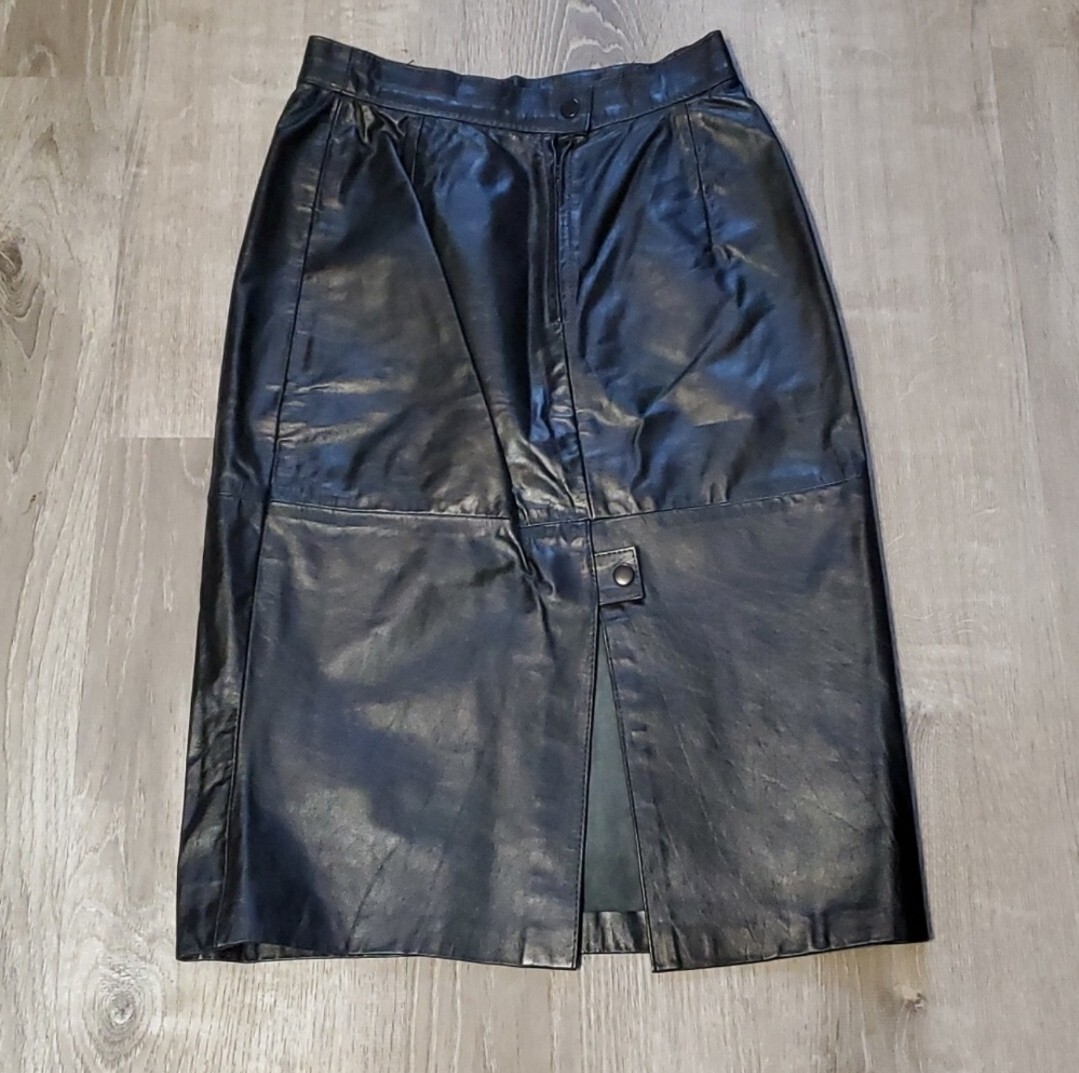 Vintage 80’s Greg Adams Leather Pencil Skirt