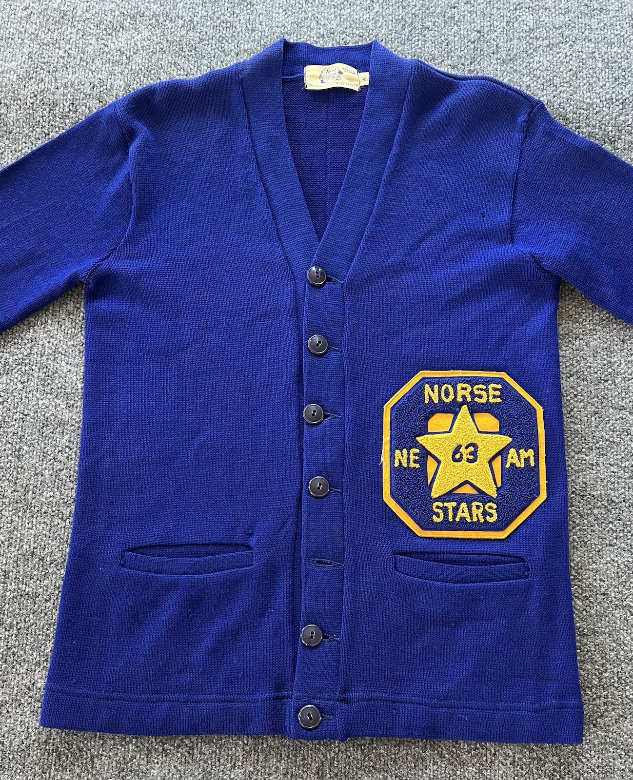 VTG 60s New Era Letterman Cardigan Sweater Norse Stars Chicago Knitting Mills