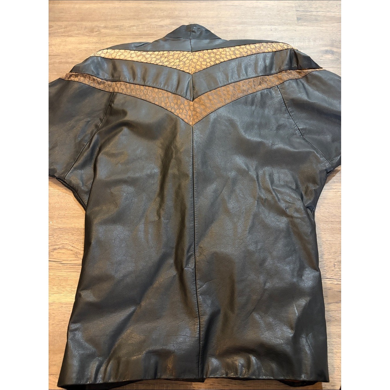 Vintage Pelle Pelle Milano NY Black Leather Jacket Brown Accents 80s 90s Street