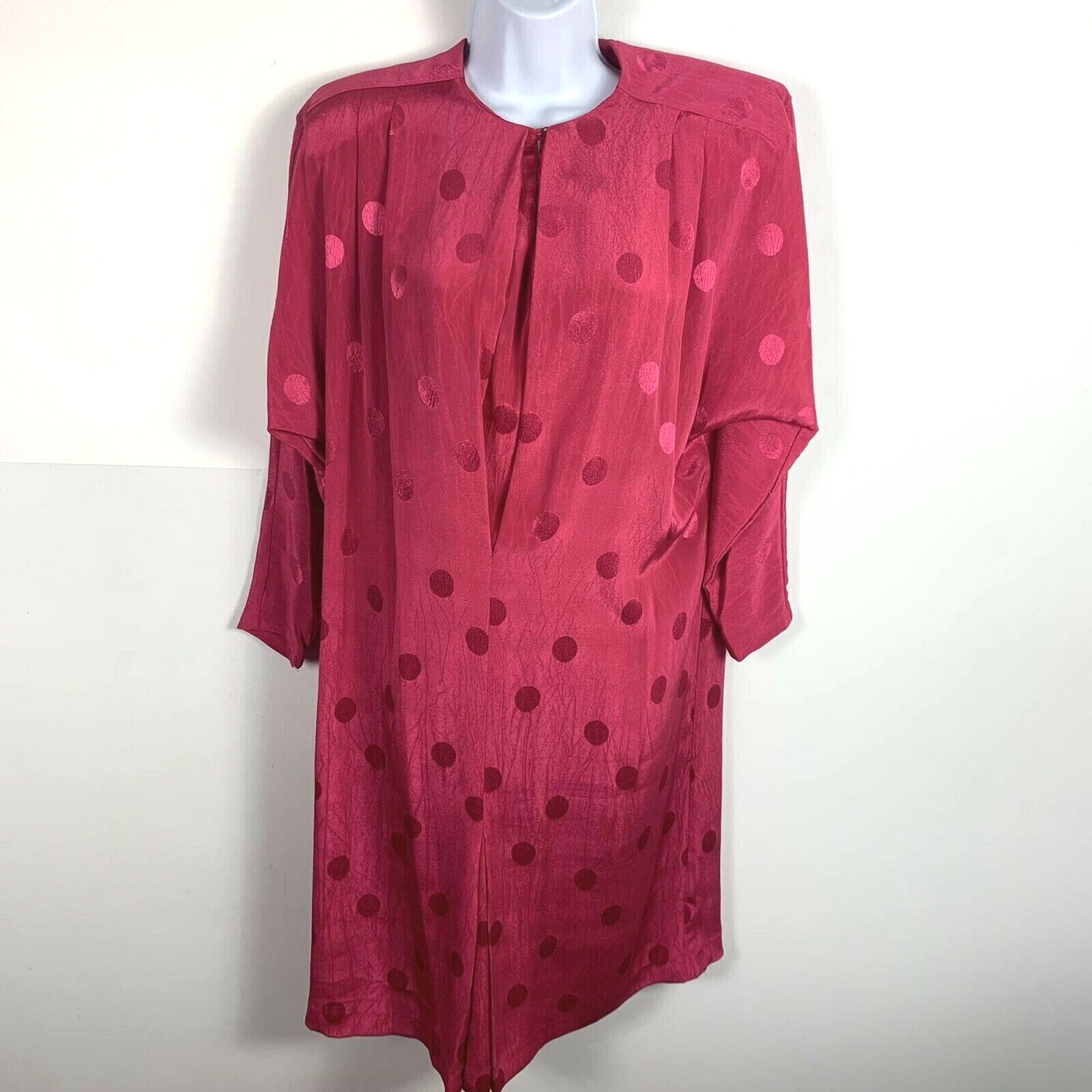John Roberts Womens Dress sz 8 Pink Polka Dot Sheath 80s Glam VINTAGE M18