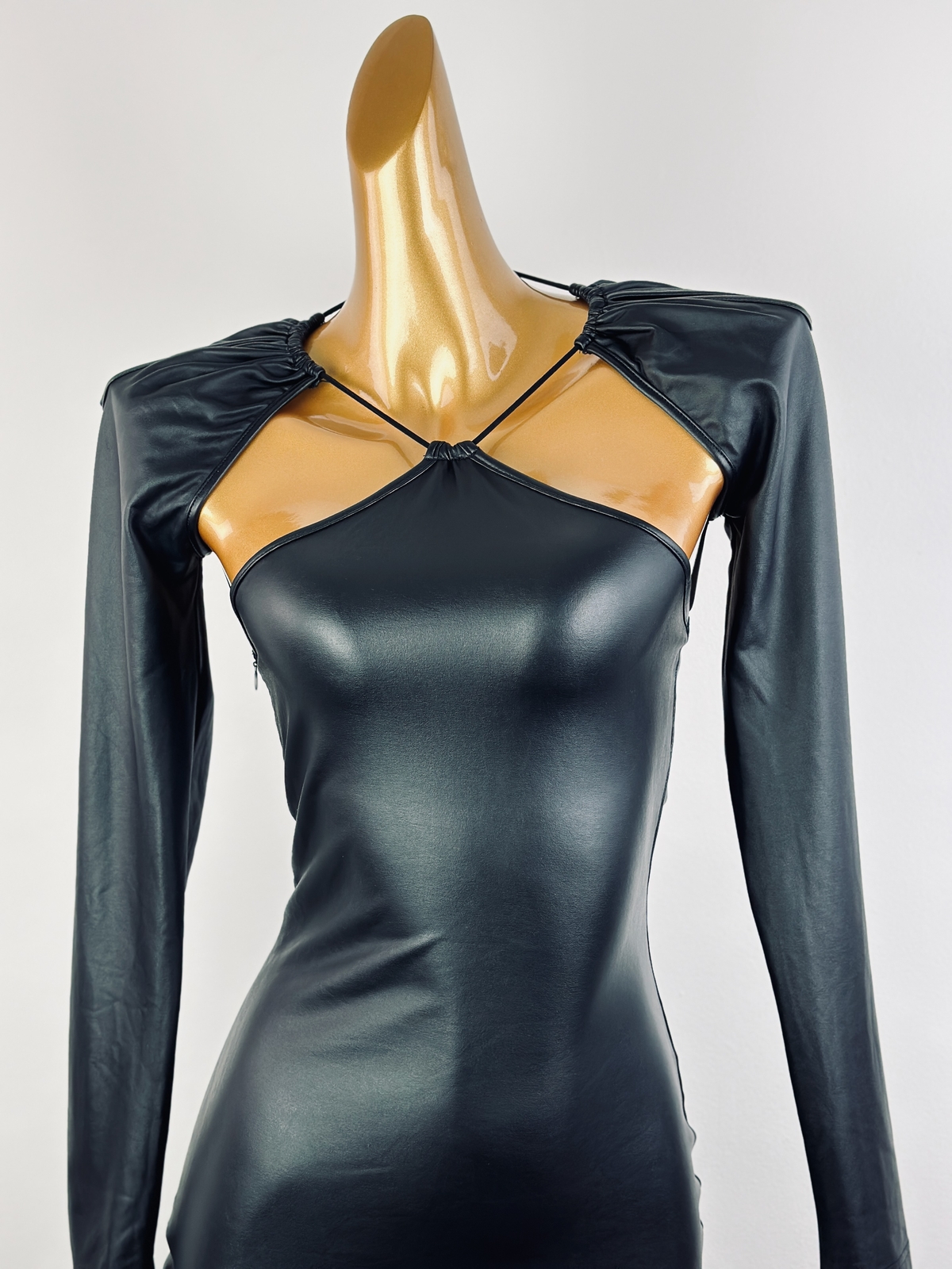 Vintage VTG 90s y2k goth shiny pleather mini dress