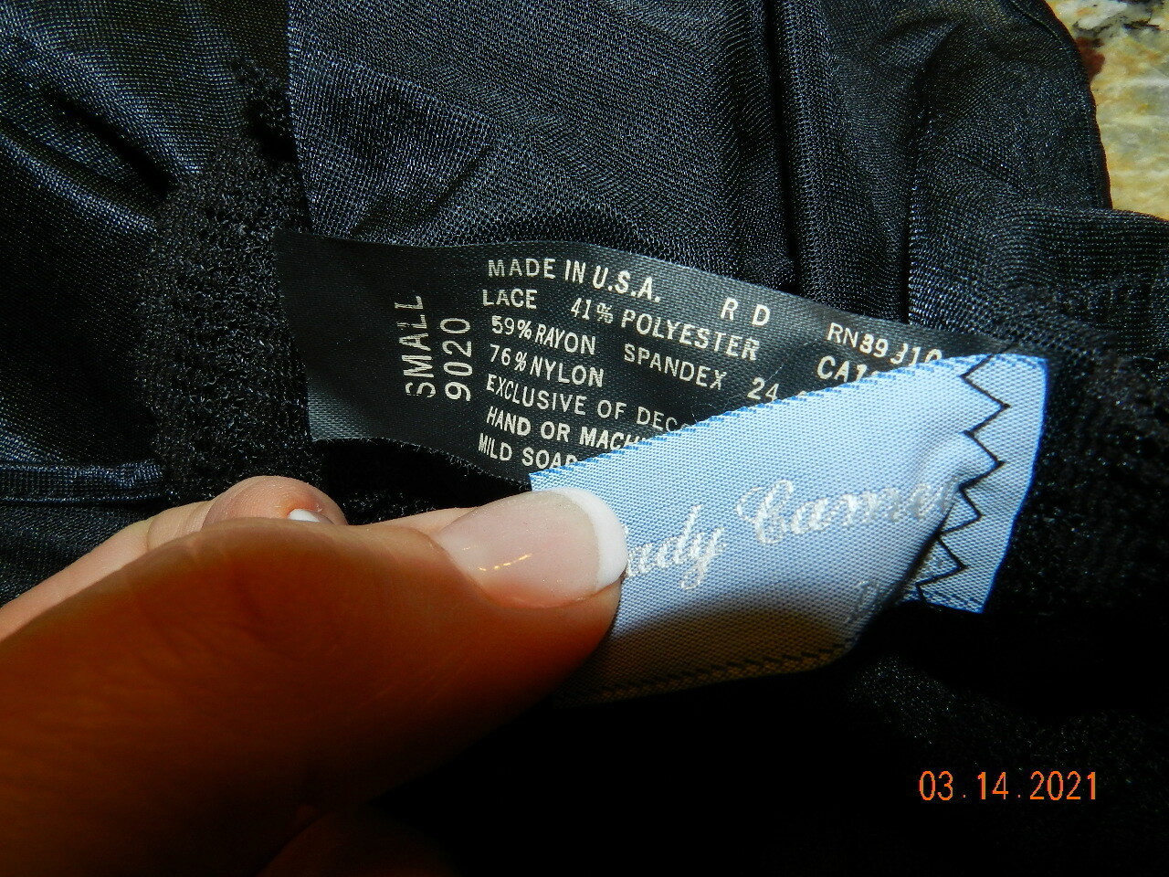 Lady Cameo small S 9020 sheer black lacy teddy snap crotch