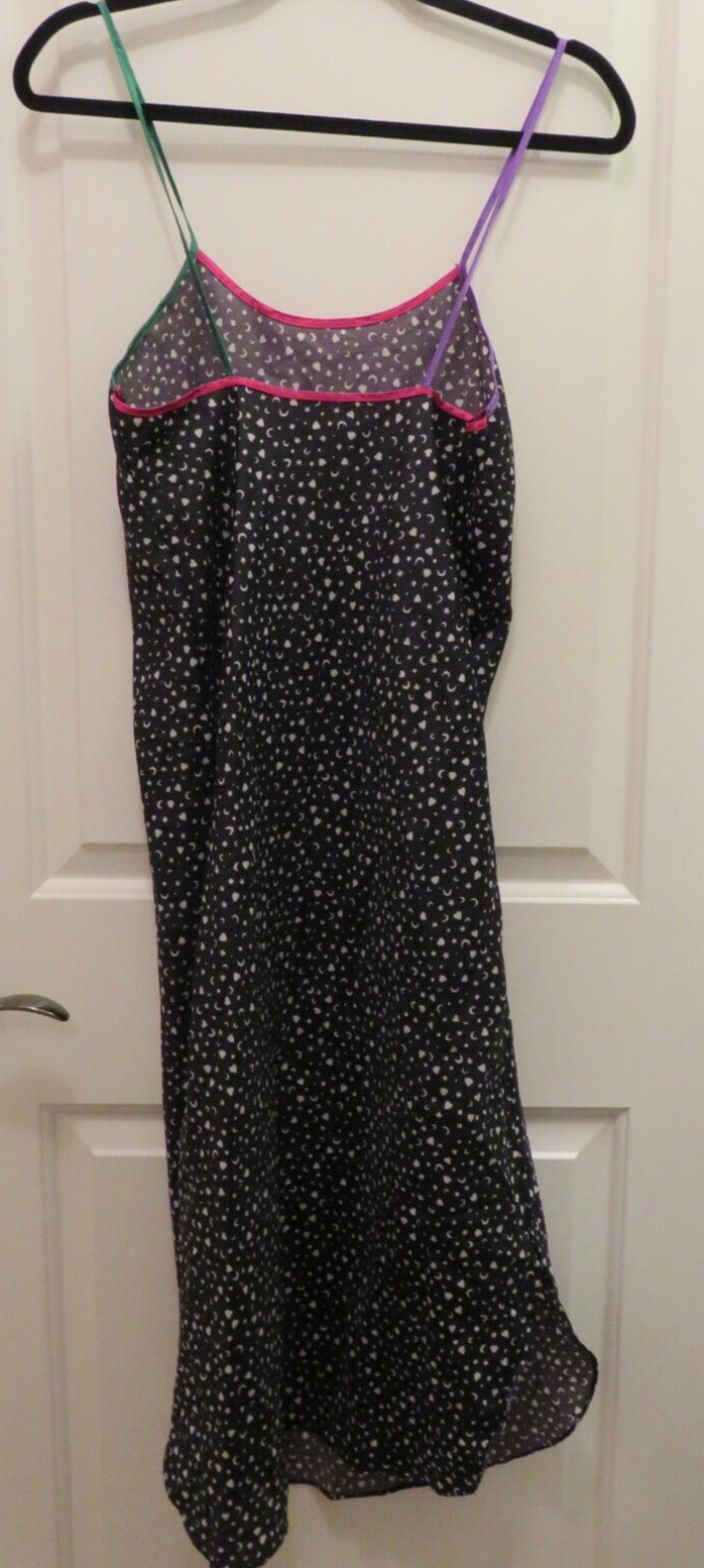 VTG ETAGE BY BRANDYWINE BLACK WHITE PRINT Slip Dress Nightgown Womens Size SMALL