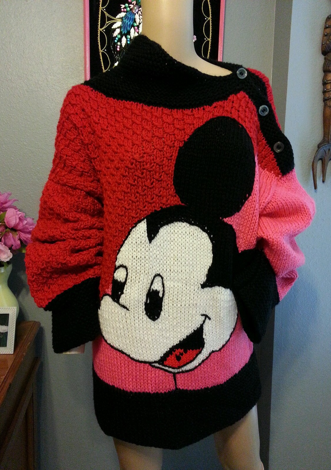 Vtg Michel Bachoz Colette Nivelle Paris Handmade Disney Mickey Mouse Sweater