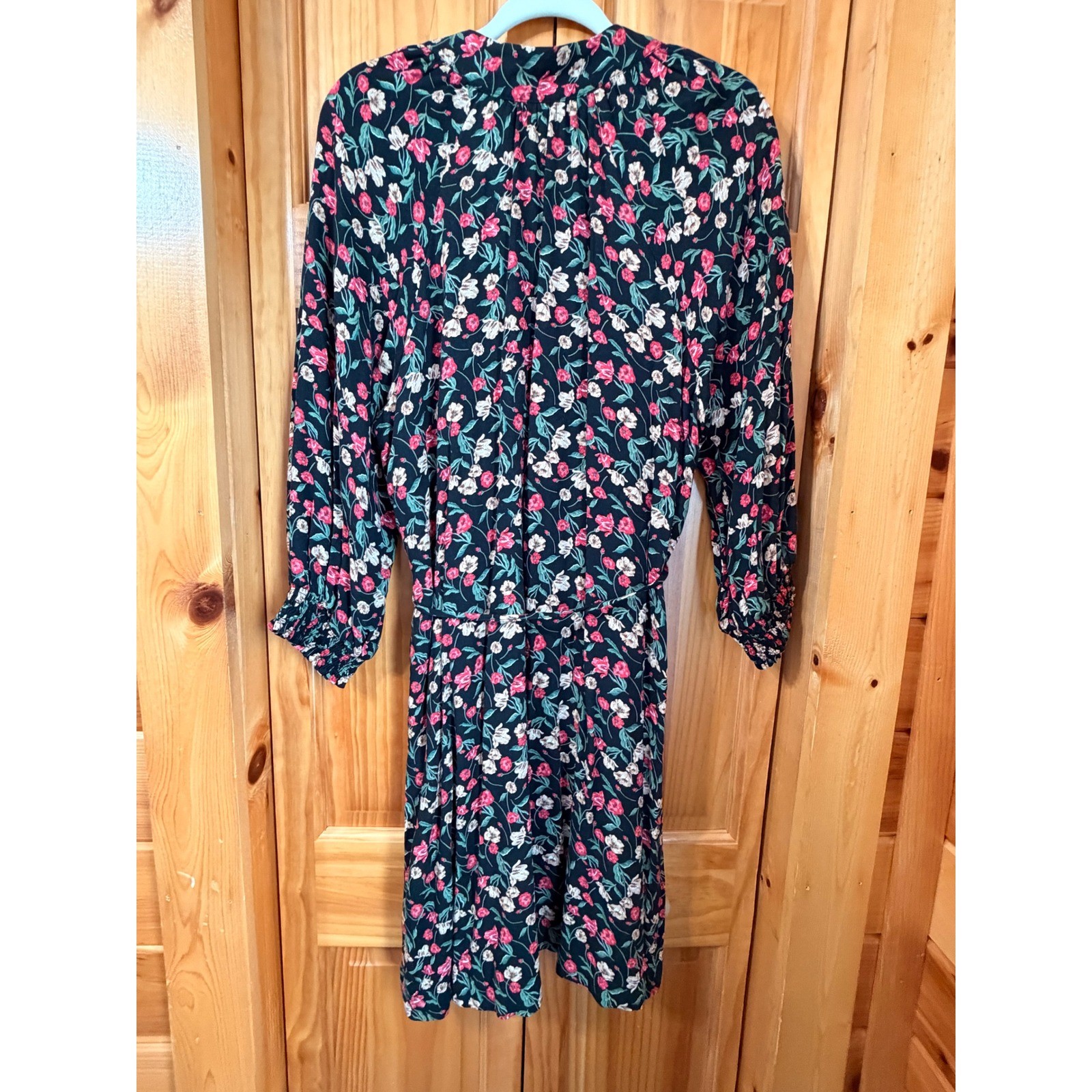 Draper James RSVP Floral Long Sleeve Mini Dress Womens L Black Cottagecore Boho