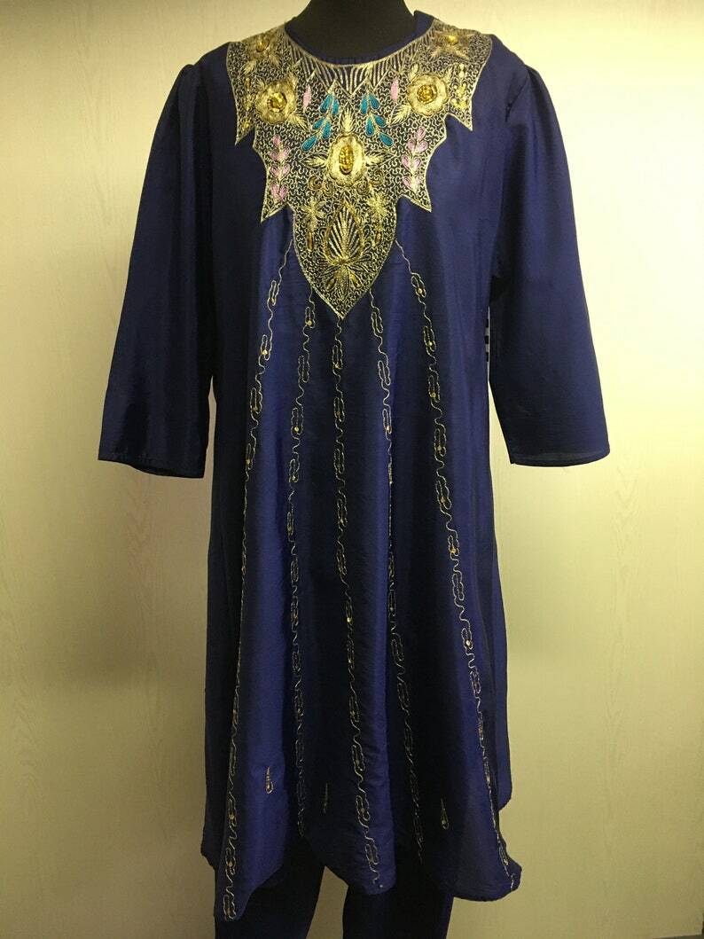 Women’s Vintage 90’s embellished caftan with pants | draw string harem pants