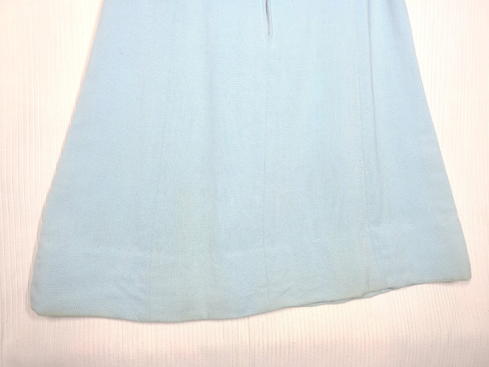 Vtg 60s Flower Trapunto Dress Sky Blue Linen Shift M wBelt Mod Hawaiian McInerny