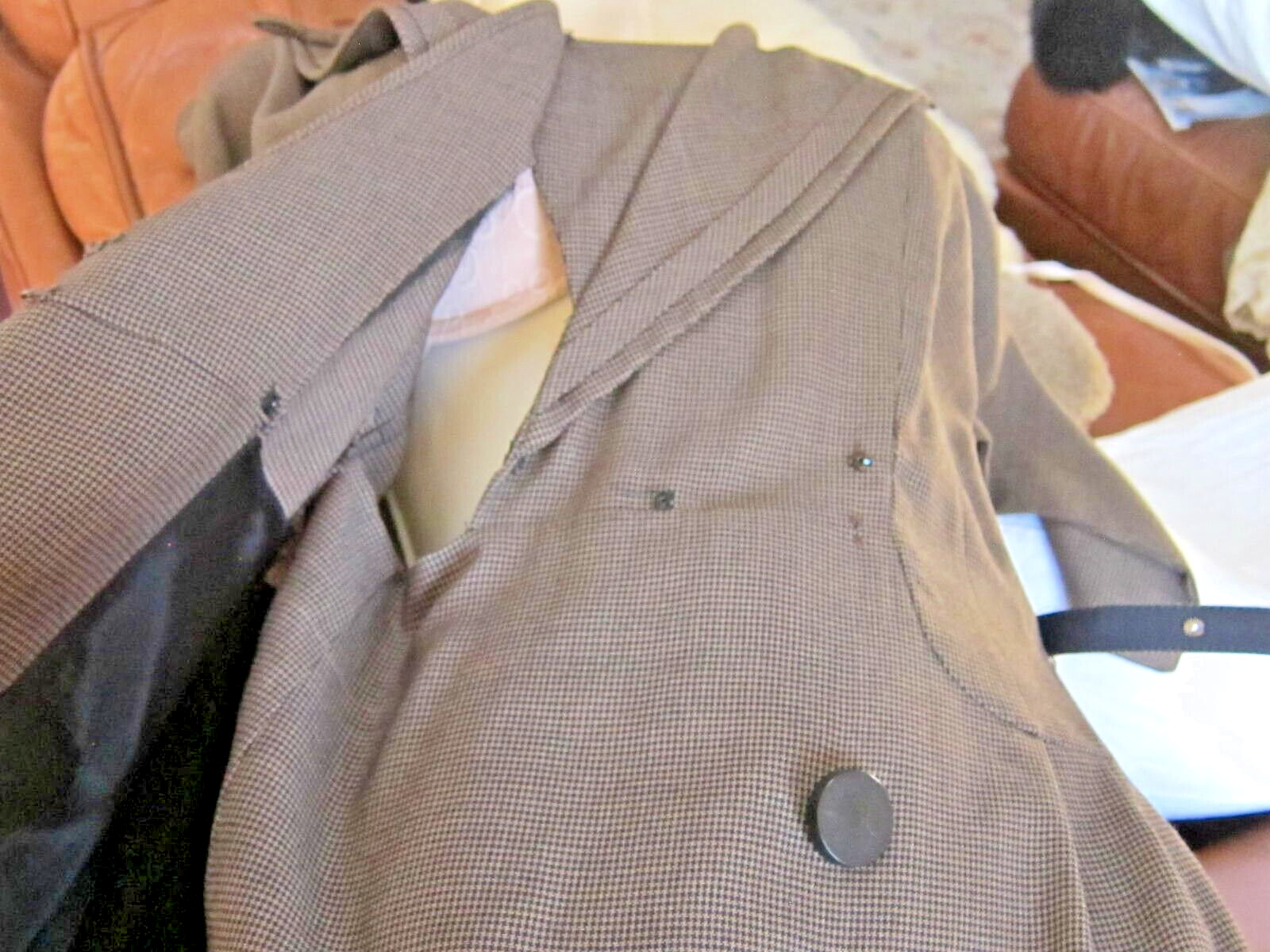 Stunning VTG 1950’s R & K Originals Tan Wrap Dress Large Collar 1/2 Sleeve Sz Sm