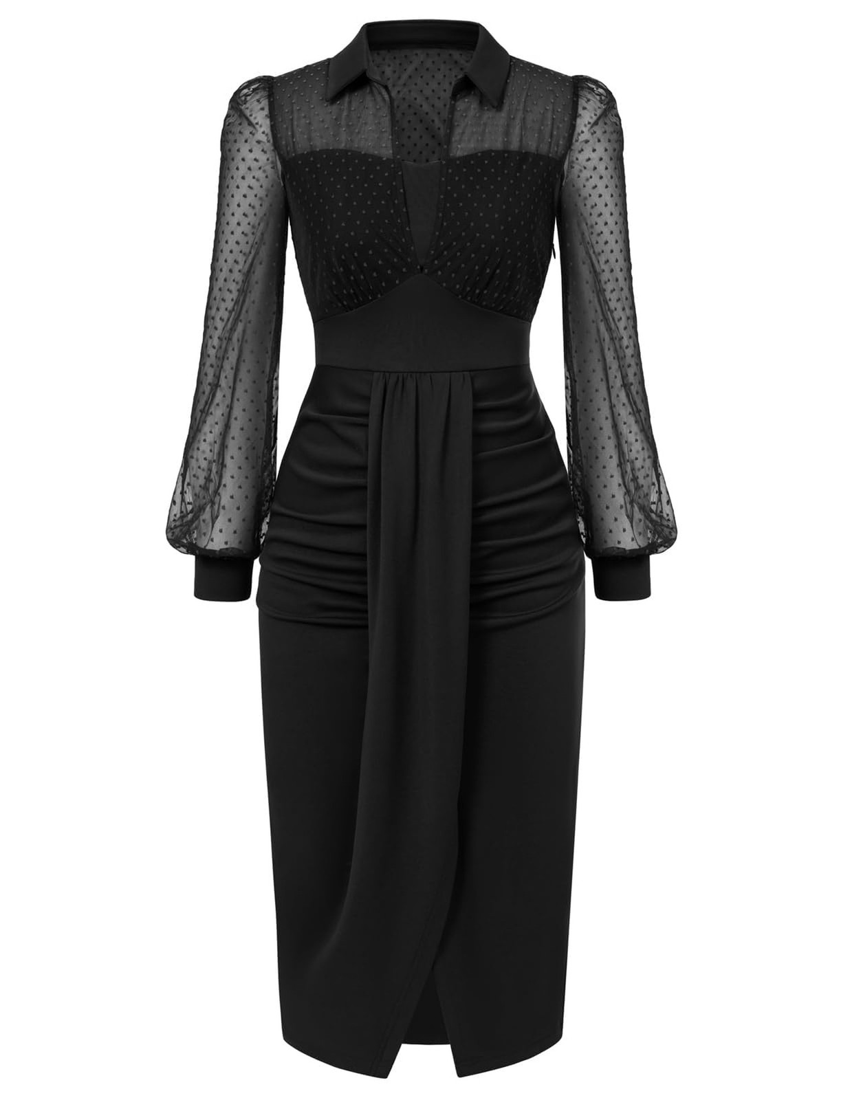 Belle Poque Womens Vintage Dress Mesh Long Sleeve Dresses | Ruched Dress,Mesh…