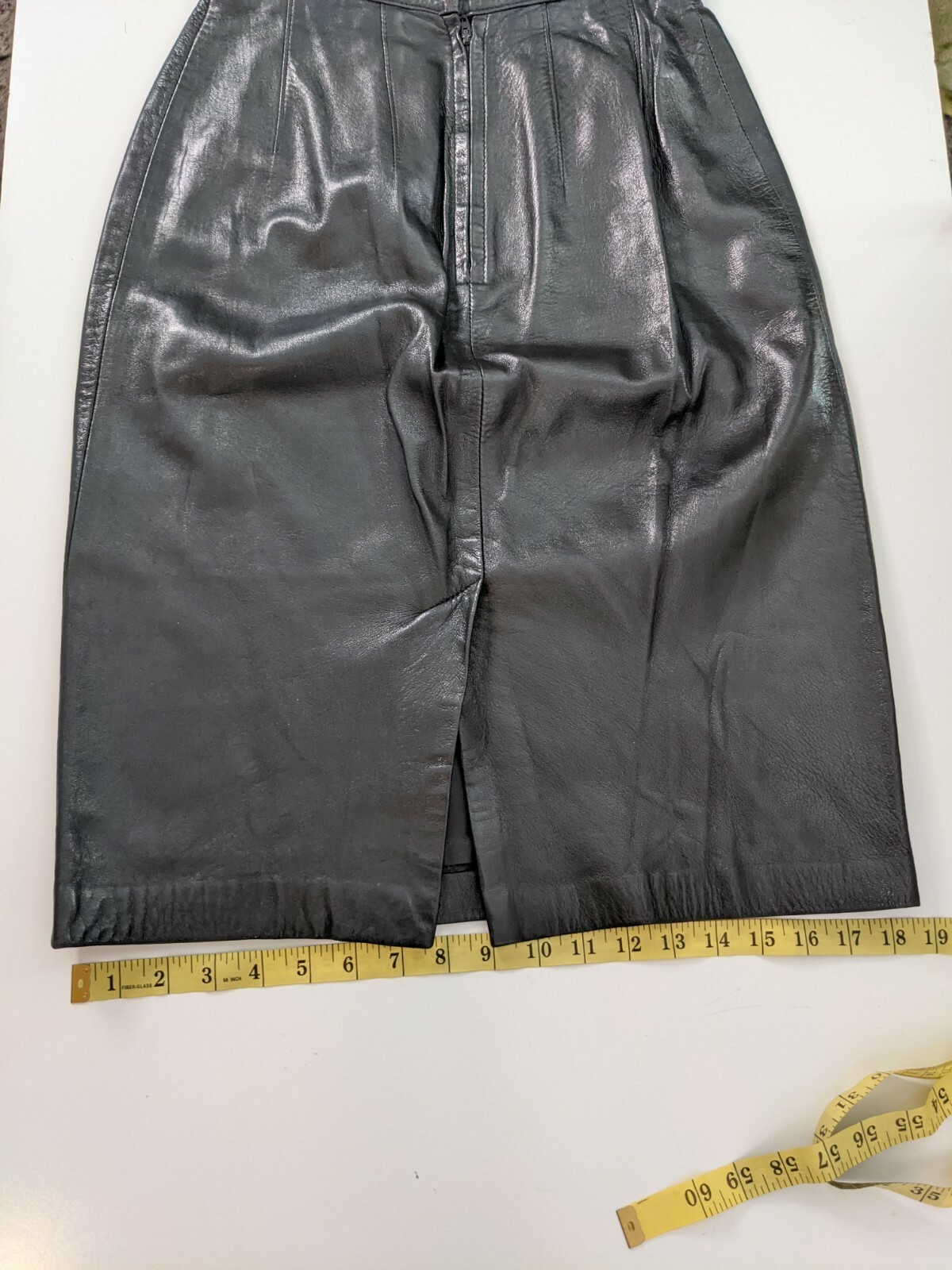 Maxima For Tannery West Vintage Black Leather High Waist Skirt 90s Size 4
