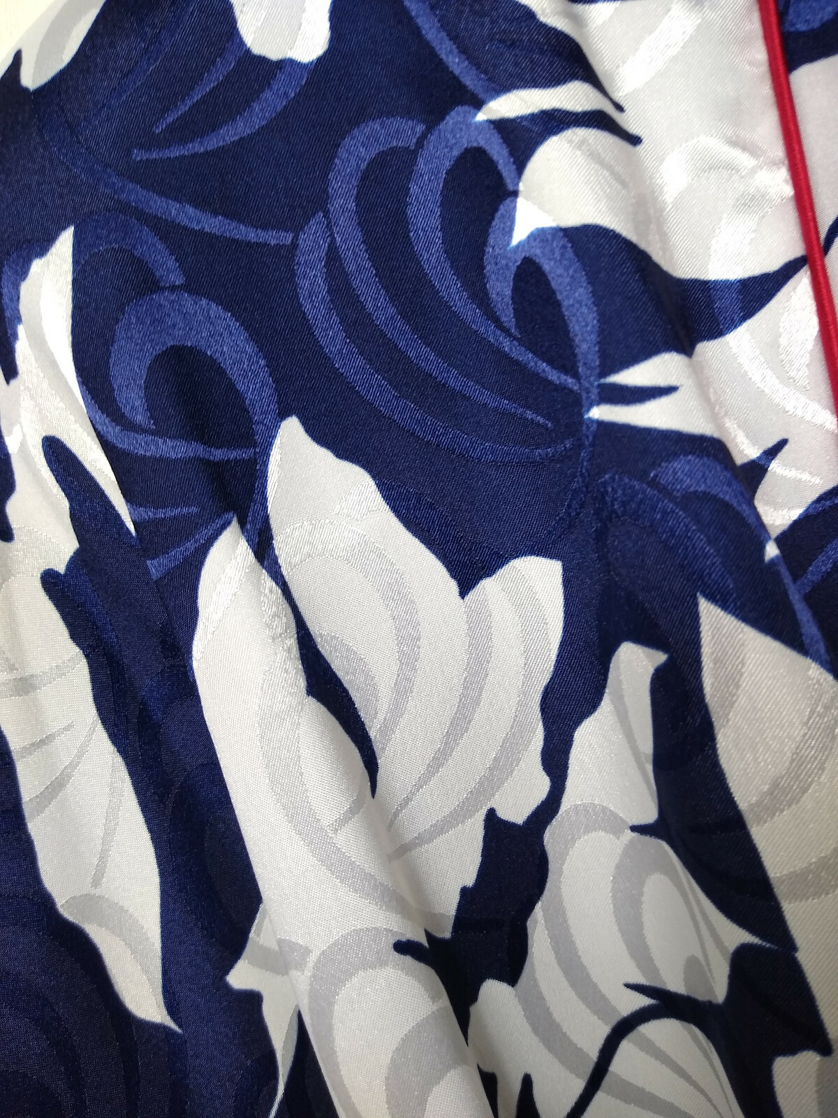 VTG GEORGETTE TRABOLSI NEIMAN MARCUS LONG ROBE SIZE L FLORAL NAVY WHITE