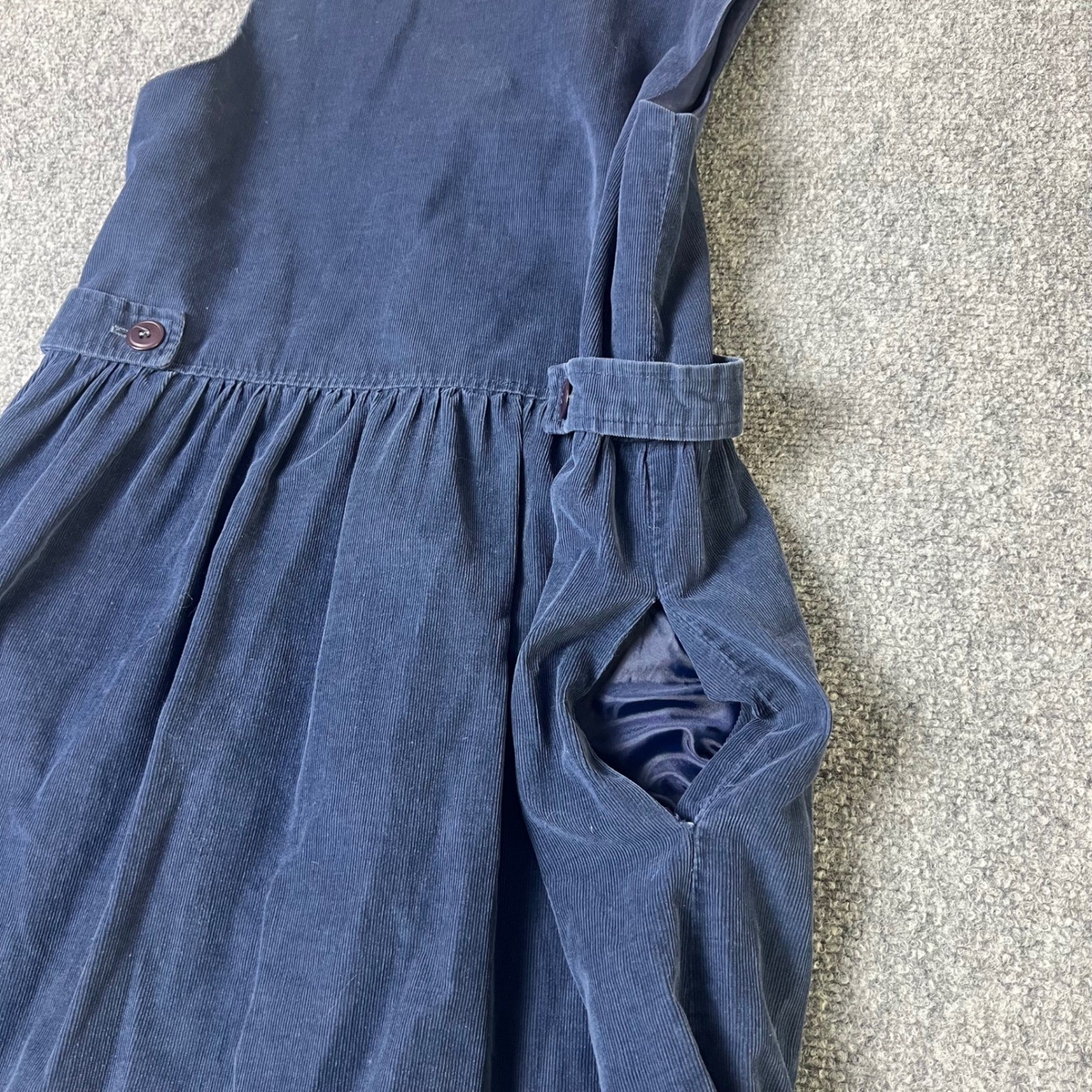 Brooks Brothers Vintage Navy Blue Corduroy Dress Button Back Made in USA 6