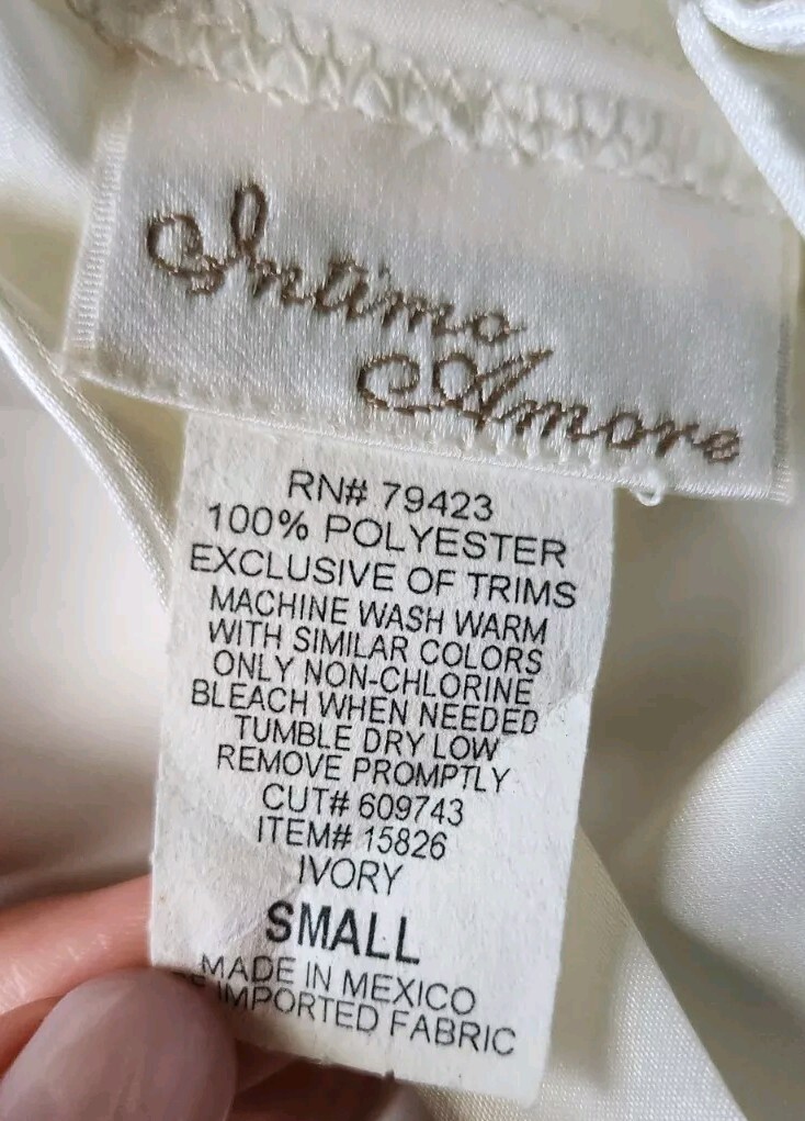 Vtg Intimo Amore Bridal White Satin Embellished Pearl Slip Dress Nightgown! S