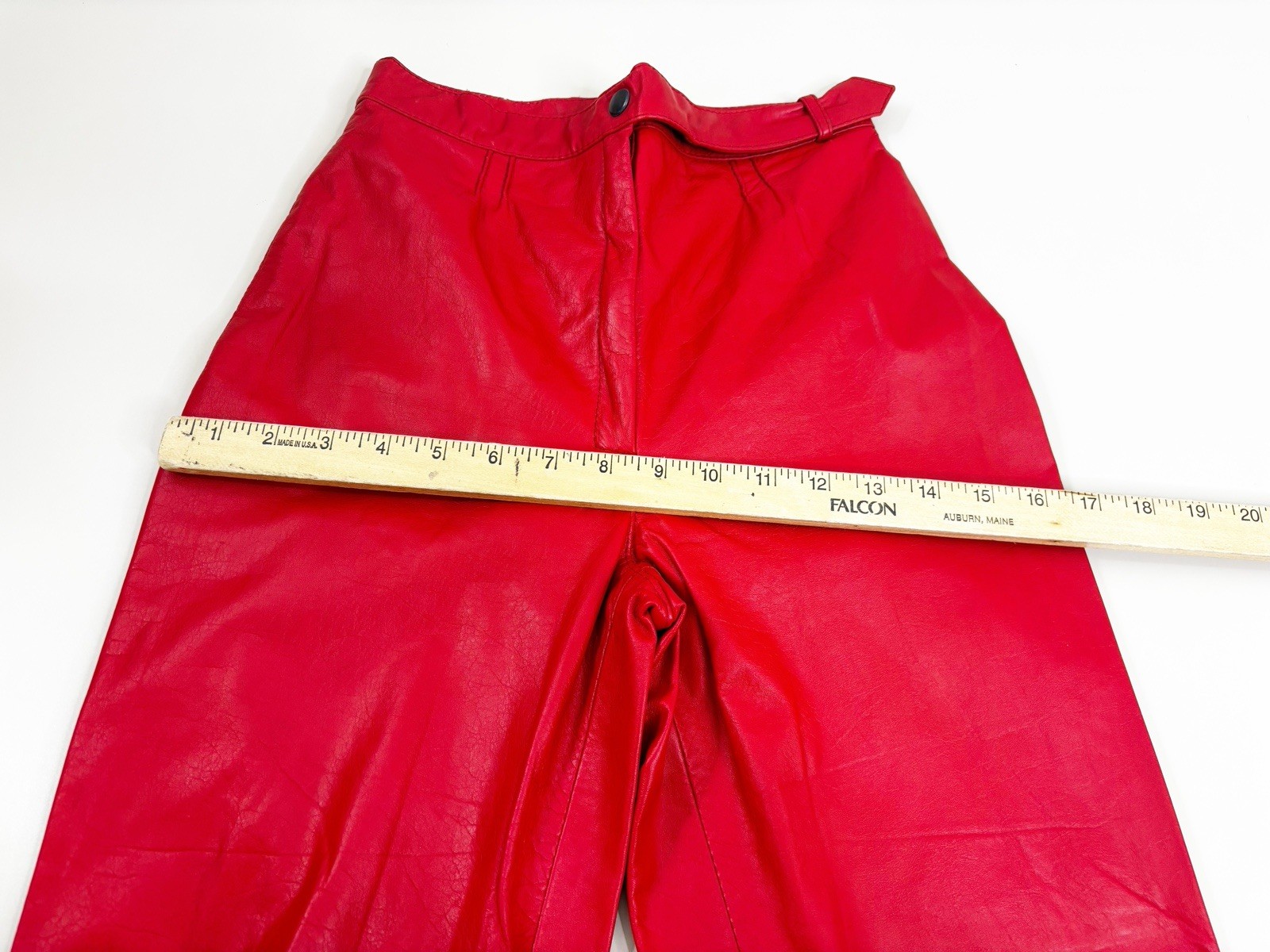 VTG Red Leather Argentina Pants (Actual Size 24×27) High Rise Taper Leg EUC