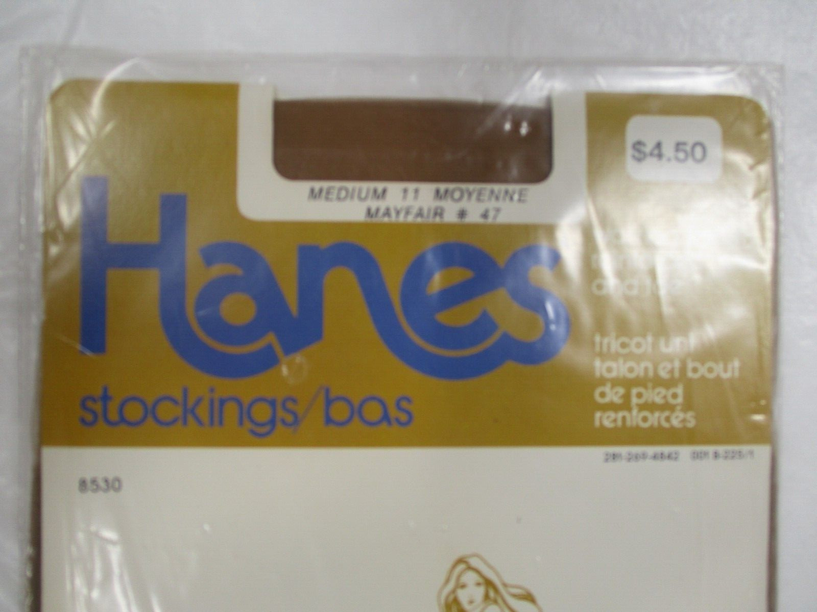 1 PR VINTAGE HANES 530 WALKING SHEER RHT NYLON STOCKINGS SIZE 11 MED MAYFAIR