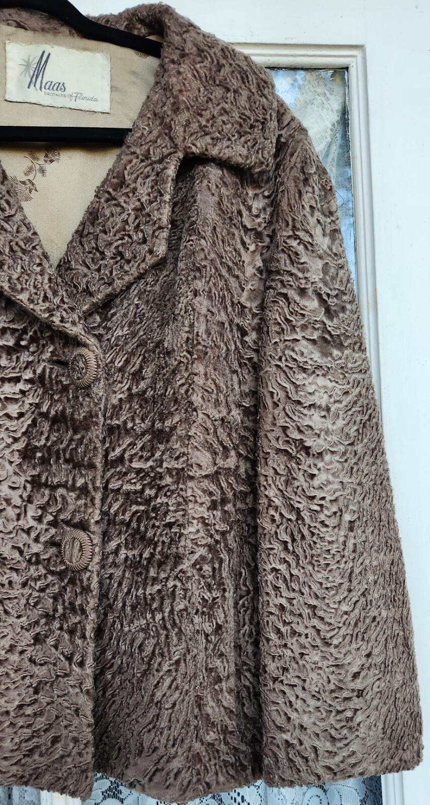 Vintage Fur Coat Wilibel Maas Brothers Brown Astrakhan Lamb Tampa Florida Custom