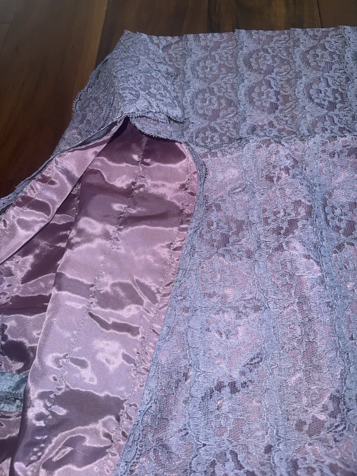 VTG DaBarry NYC Couture PurpleBlue Square Neck 50/60s Lace Cocktail Party Dress