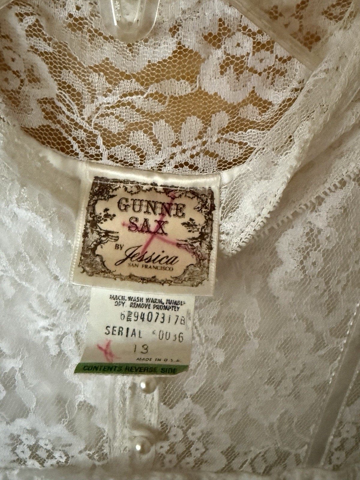 1970 Gunne Sax bridal maxi dress Princess ivory lace Edwardian-style Jane Austen