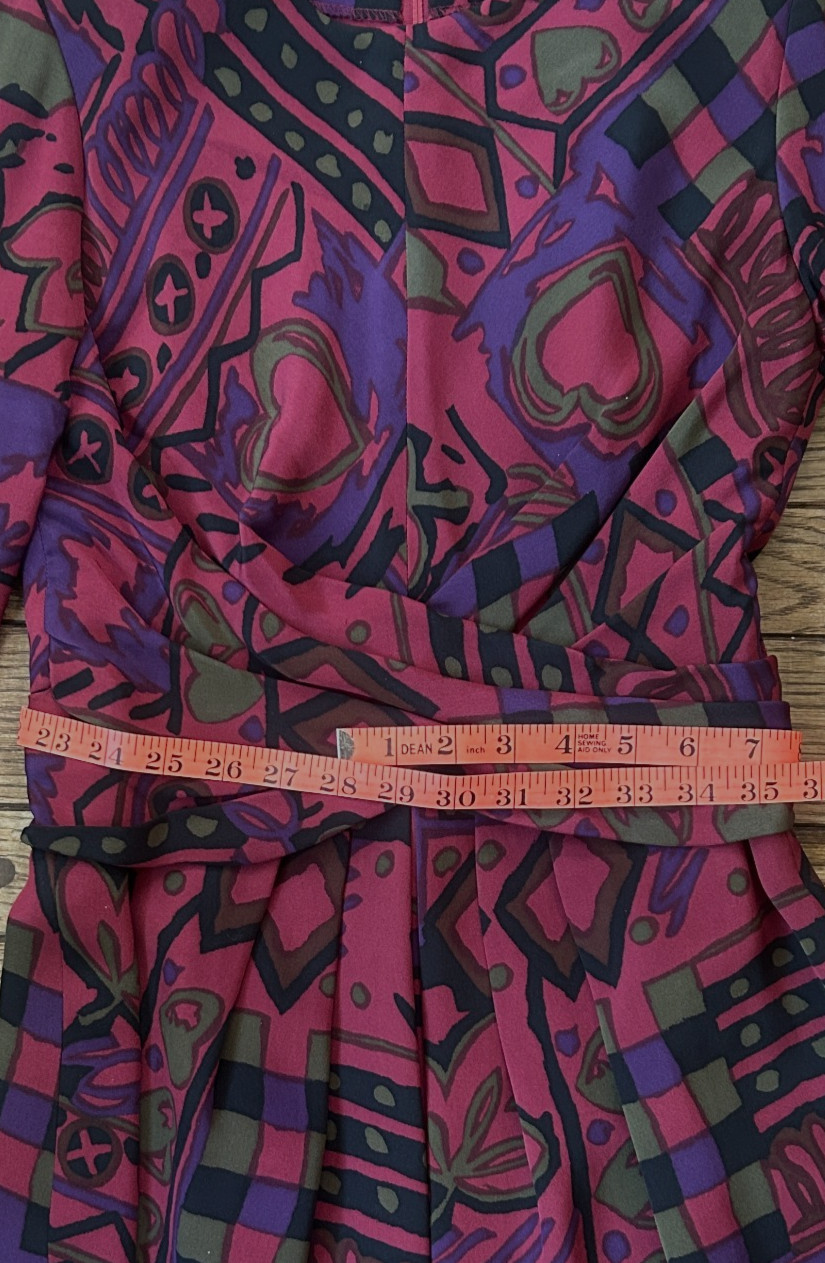 VTG Gillian Silk Dress 80’s Rose Purple Long Sleeve Shoulder Pads, 6 runs small