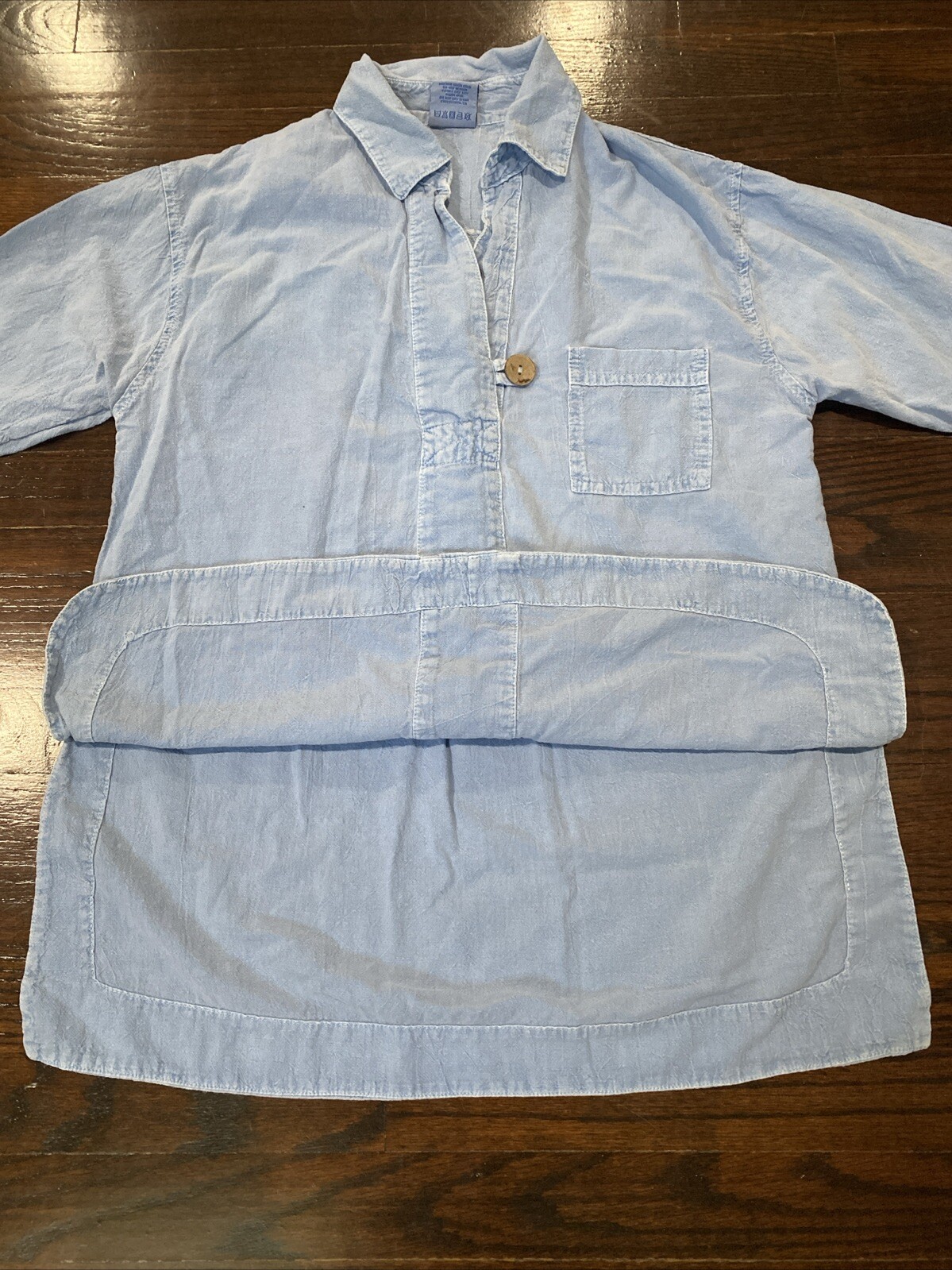 Vtg! Sea Breeze of California Denim Shirt Size S Textured PRESHRUNK Hi-Low Hem
