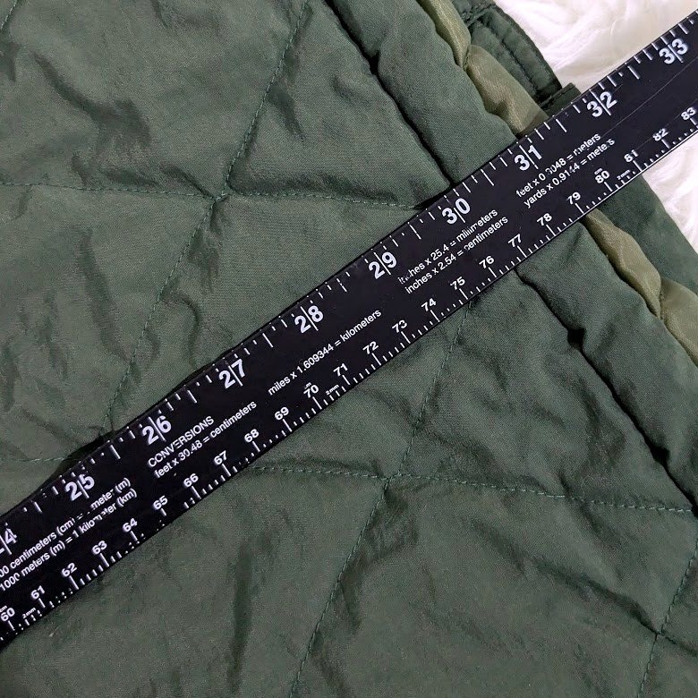 Vintage Olive Green M Quilted Parka Jacket Patterned Collar Drawstring Waist