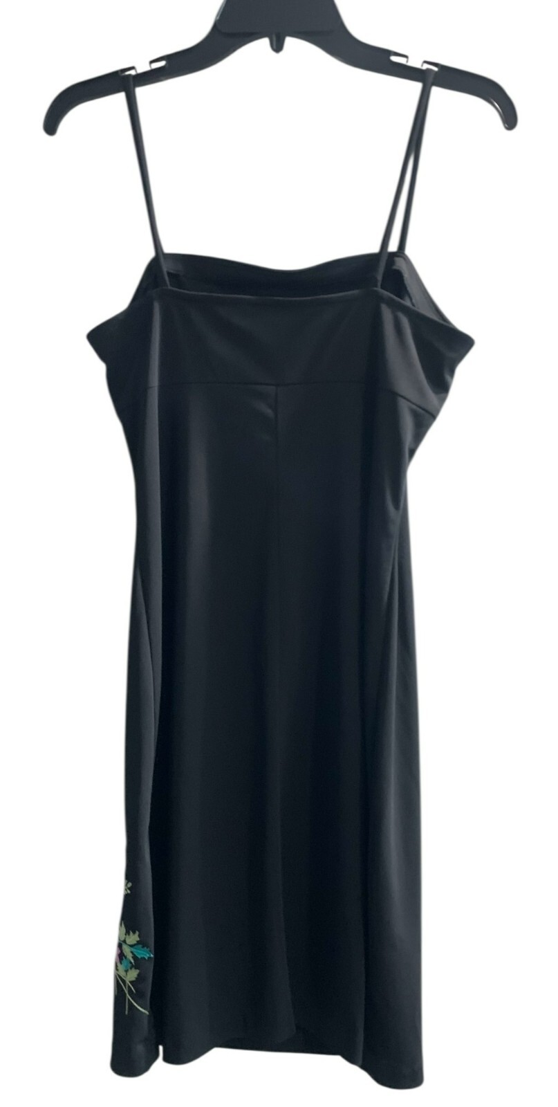Black Alyn Paige Y2K 90s Slip Dress Floral Embroidery Spaghetti Straps USA M