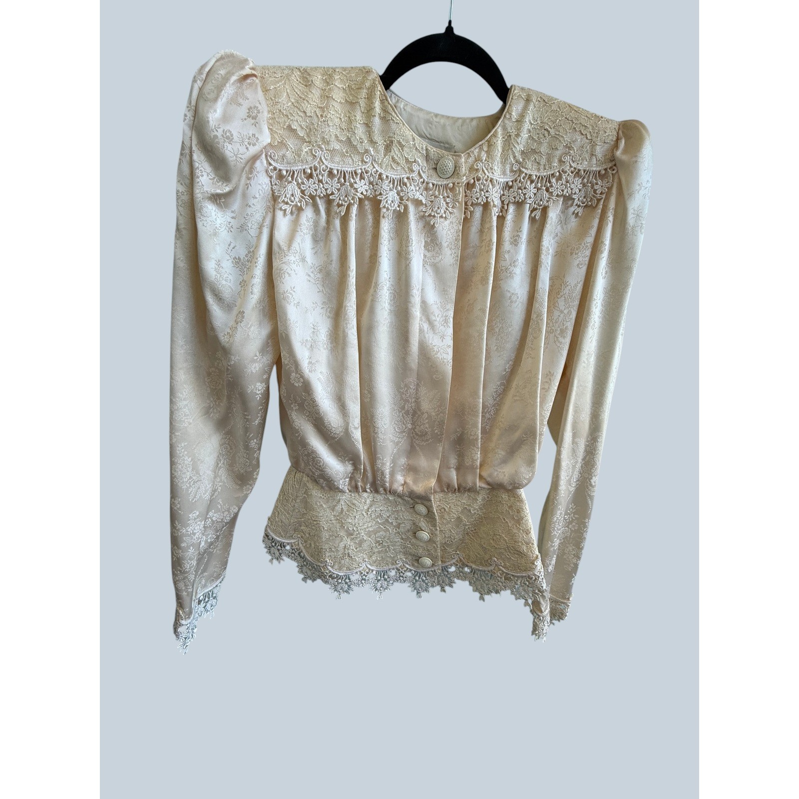 Jessica McClintock 70s Vintage Champagne Silk Lace Bridal Suit 4 Bridgerton