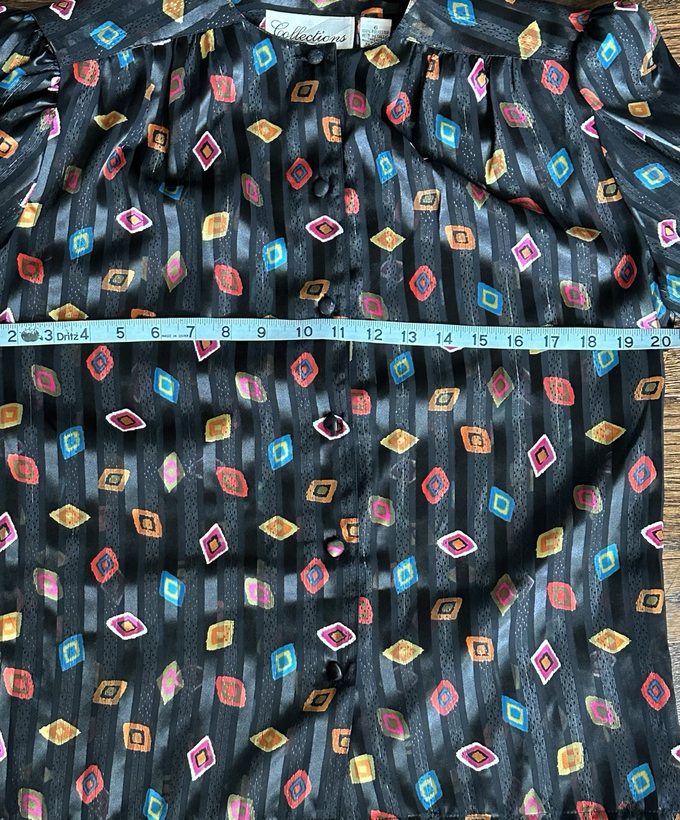 Vintage 80’s 90’s Y2K NWT Collections by Josephine Diamond Print Blouse Top 6