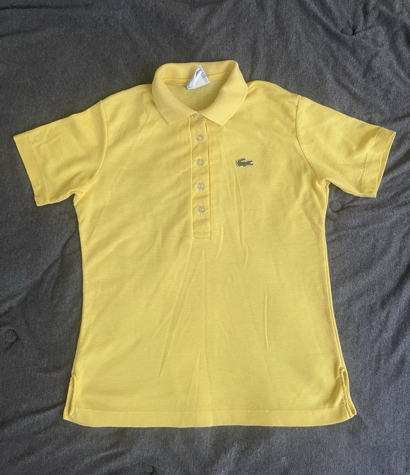 VTG Haymaker Lacoste Women Yellow Polo Shirt Made In USA Sz 34