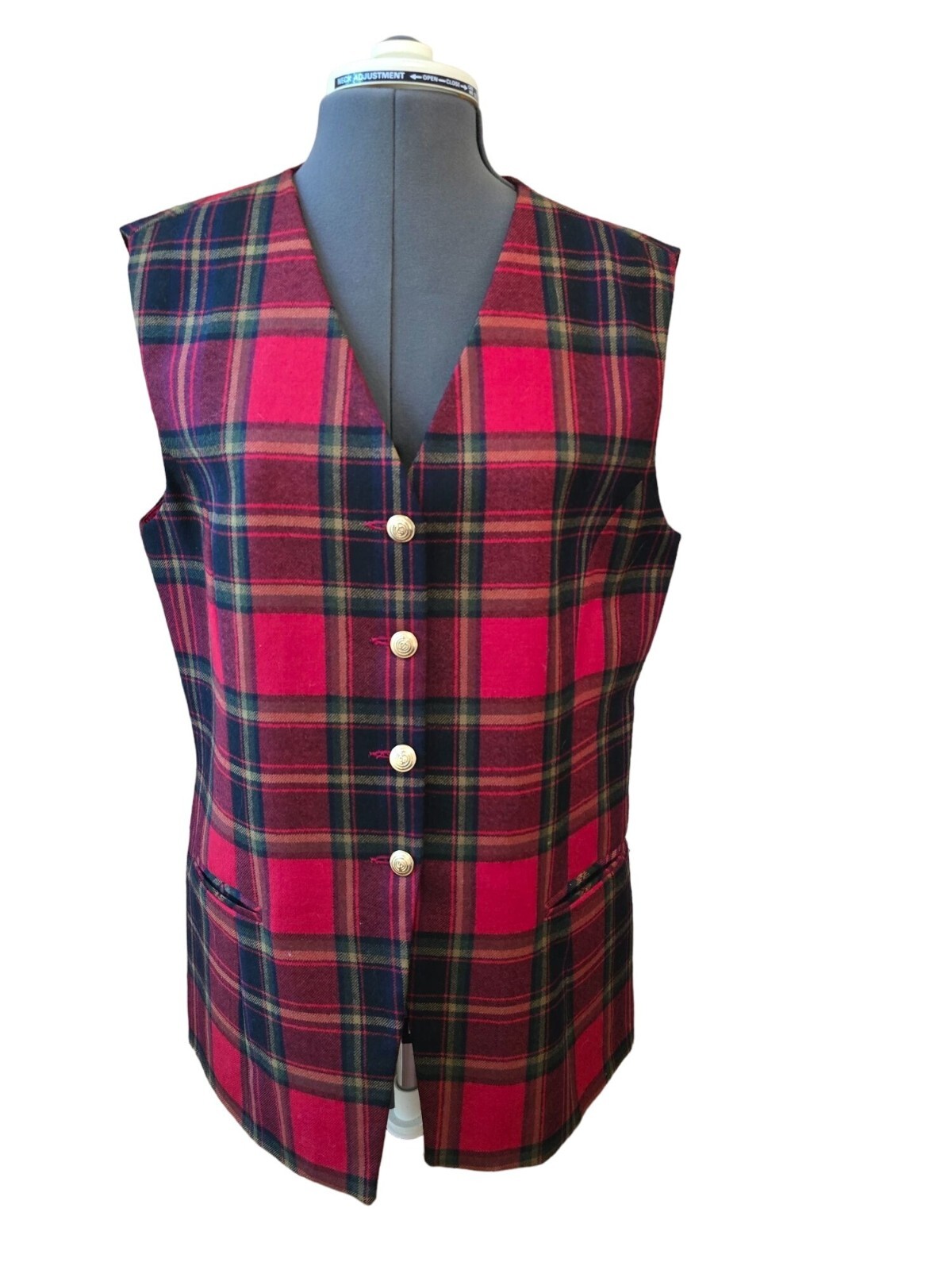 Giorgio Sant Angelo Collectible Gold Plaid Wool Vest Large Made In Bulgaria