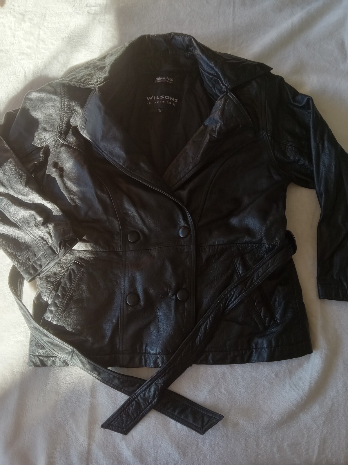 Size M, Wilsons Thinsulate 3M Thermal Insulation Black Leather Jacket, Woman’s