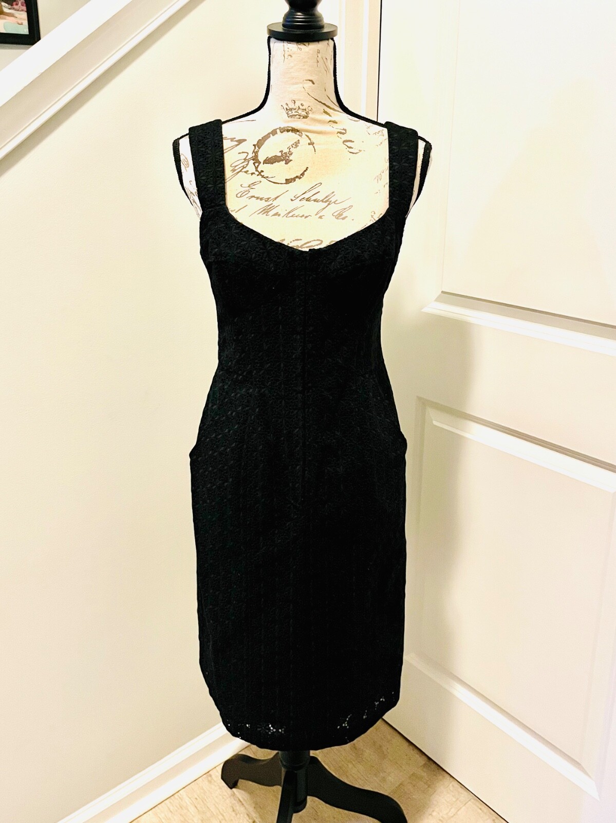 VTG Nanette Lapore Black Eyelet Corset Dress Sleeveless Size 8, STUNNING, EUC