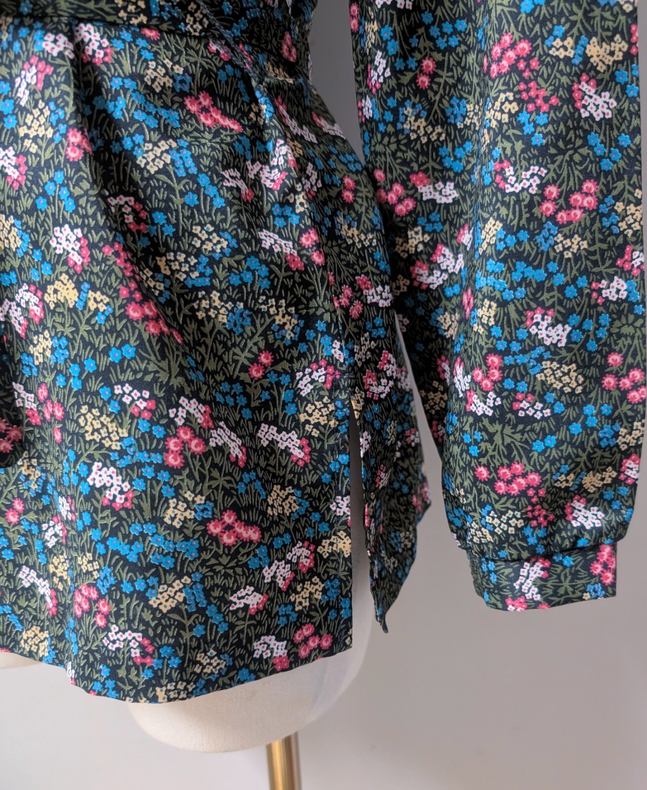 Vintage 70’s MOD Floral Tunic Belted Long Sleeve Blouse Hippy S