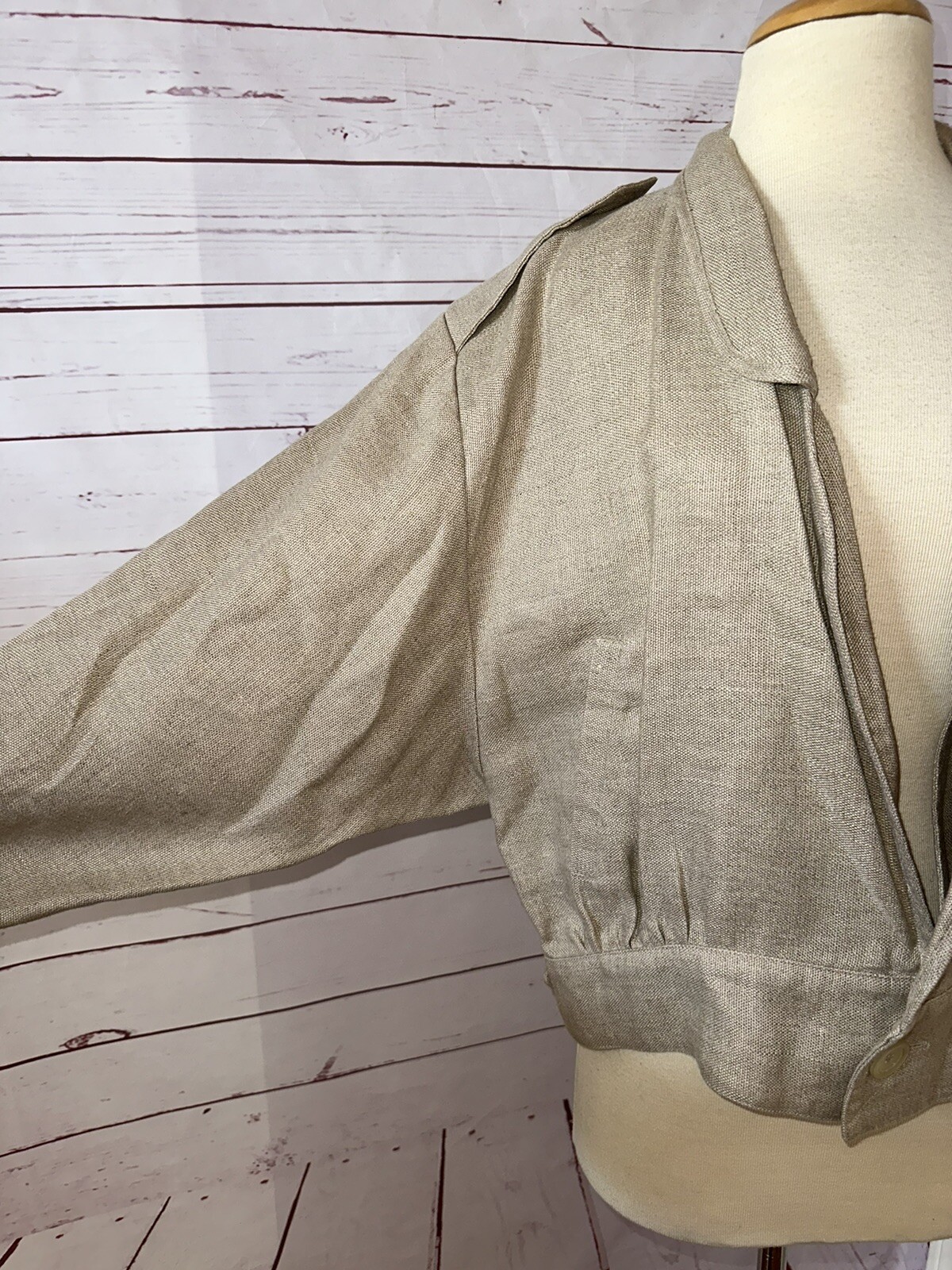Vintage AMEN WARDY Made In France Size 42 Khaki Tan Knit Jacket 70s 80s Retro
