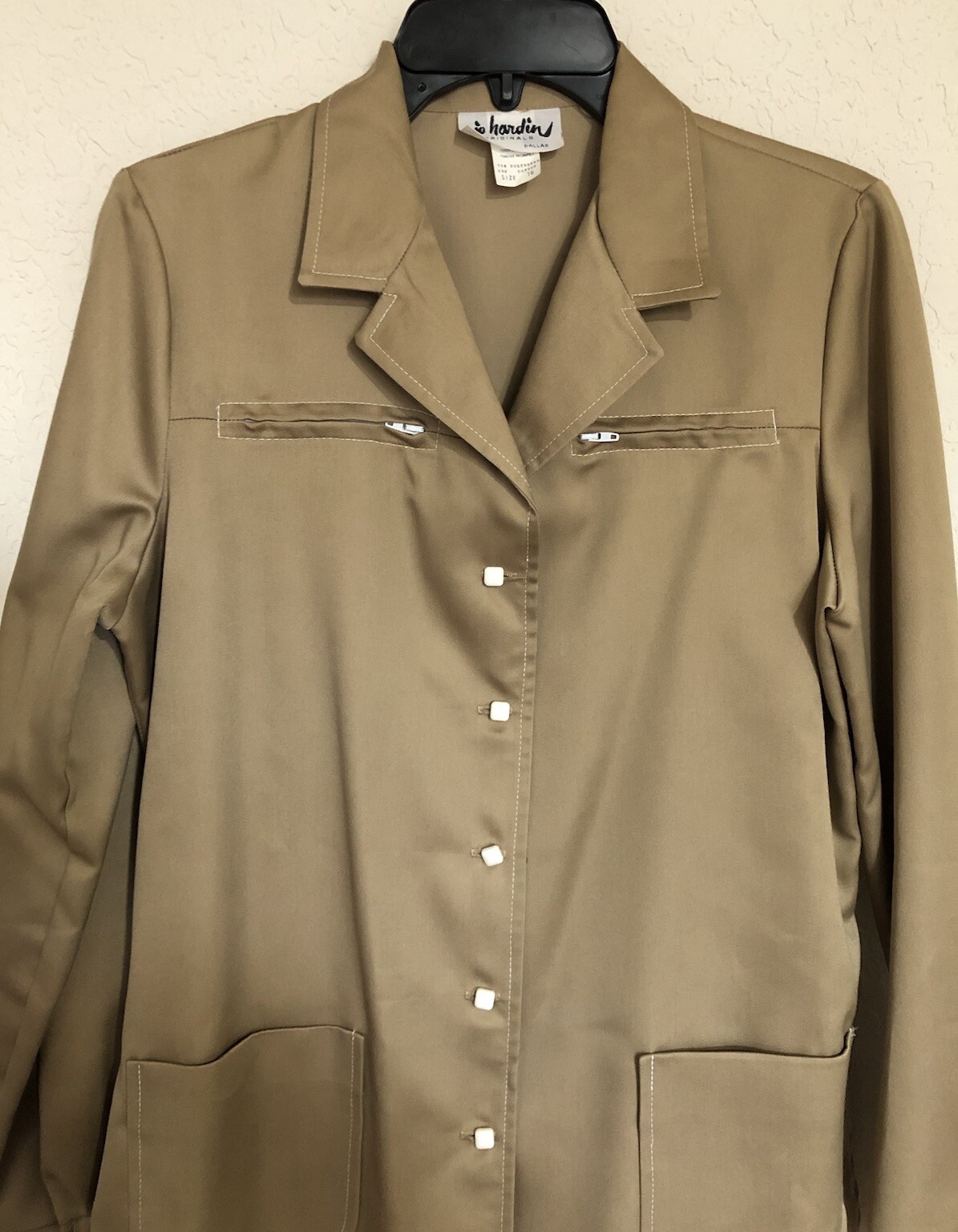 Vintage Jo Hardin Originals Dallas Khaki Tan Belted Jacket Top Shirt Sz 16 Tags