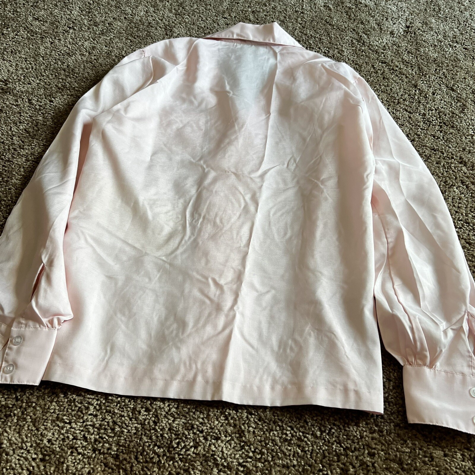 Vintage 70s Silkhana by Lady Manhattan Blouse Womens 14 Peach Pink