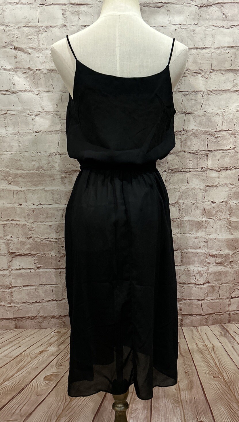 Vintage BILLY JACK FOR HER Sheer Black Spaghetti Strap Dress Tie Waist Size S