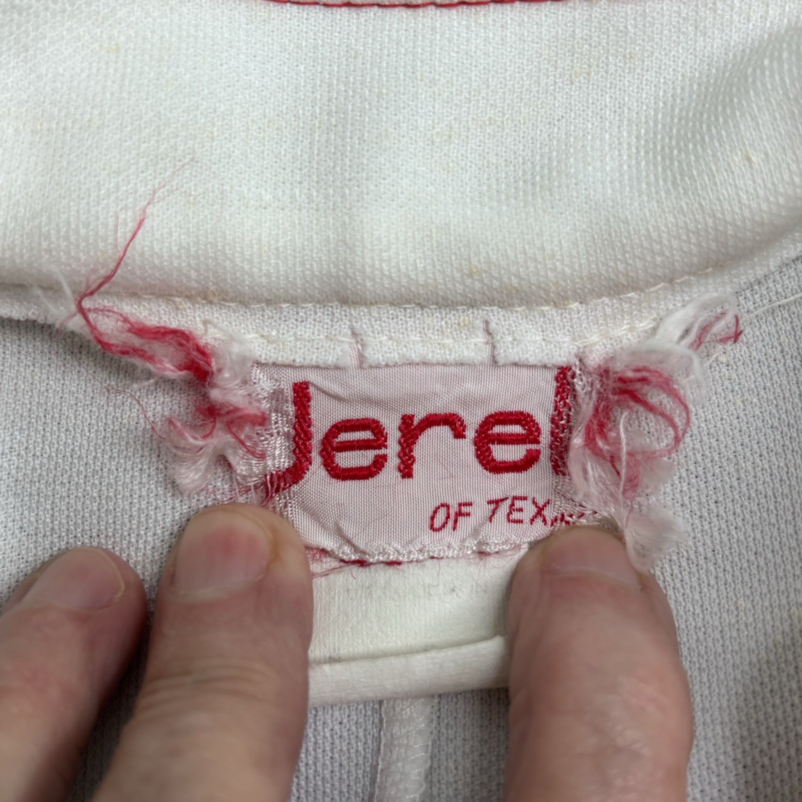 VTG 1970’s Jerell Of Texas Women’s White Zip Front Jumpsuit W/ Red Trim Sz 5?