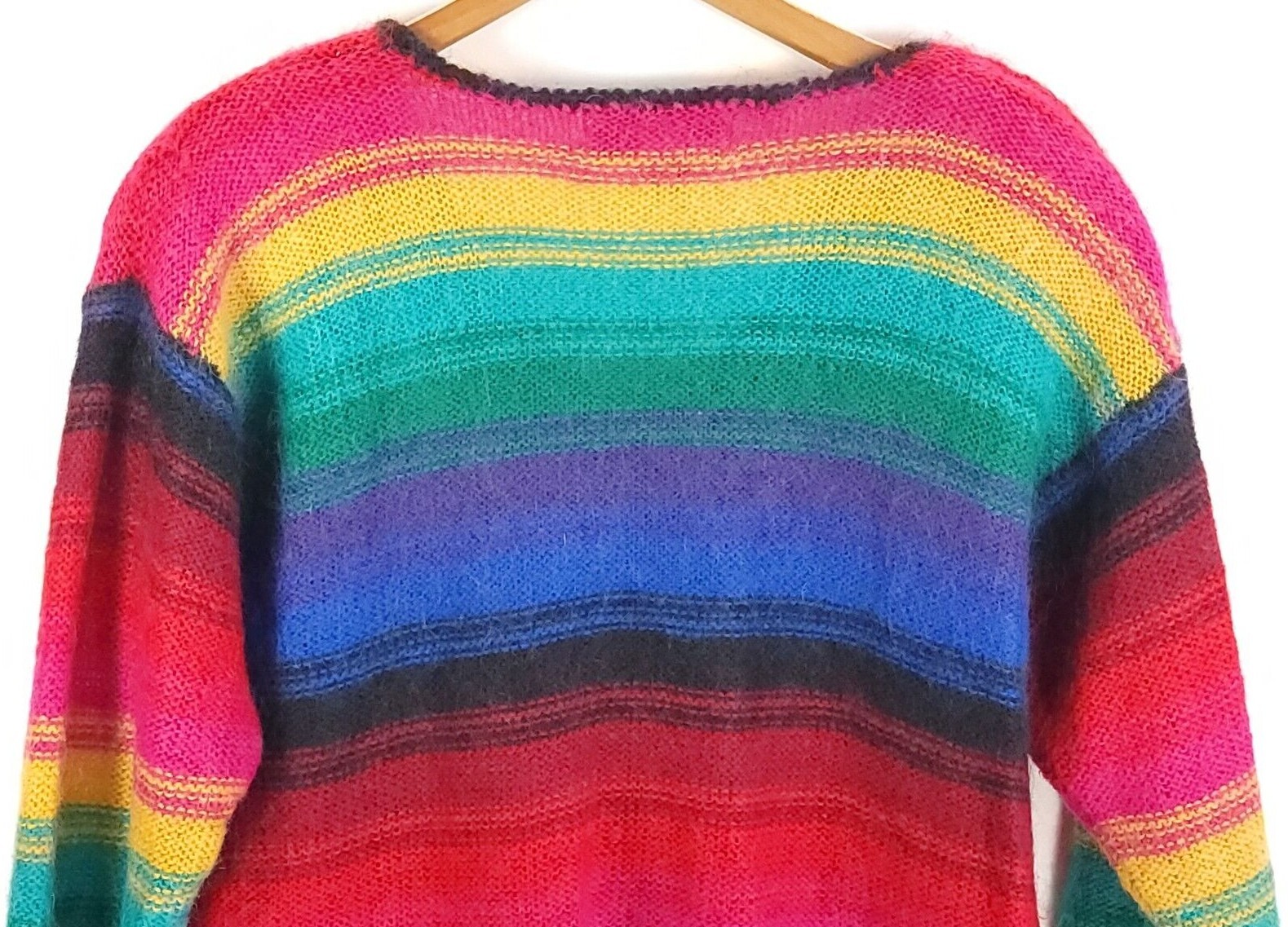 Vtg Katy D Sweater Women’s 14/16 Multicolor Stripes Mohair Blend Kathryn Deene