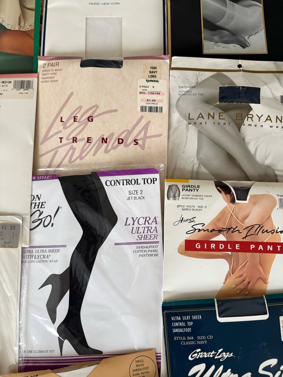 Lot of 27 Pairs of Vintage Pantyhose And Thigh High Mixed Colors Sizes Styles