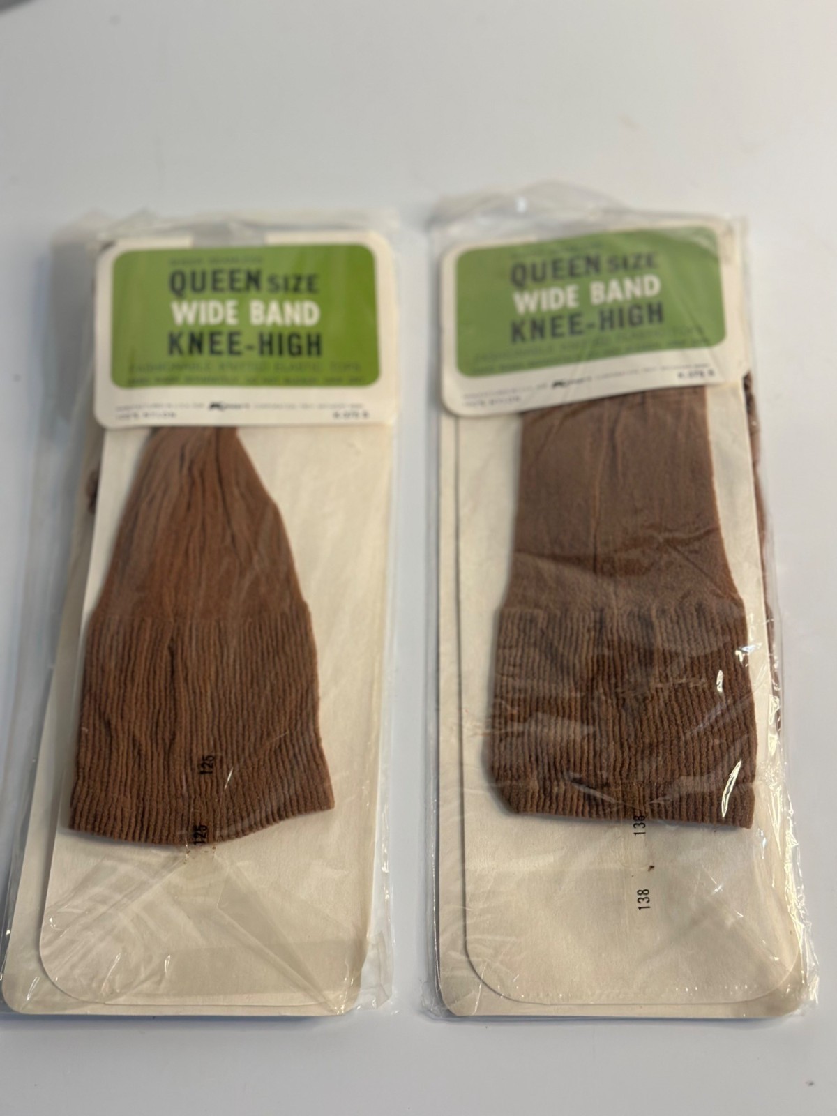 Vintage Kmart Queen Size Sheer Seamless Knee-Highs Wide-Band Suntone Nylon NOS