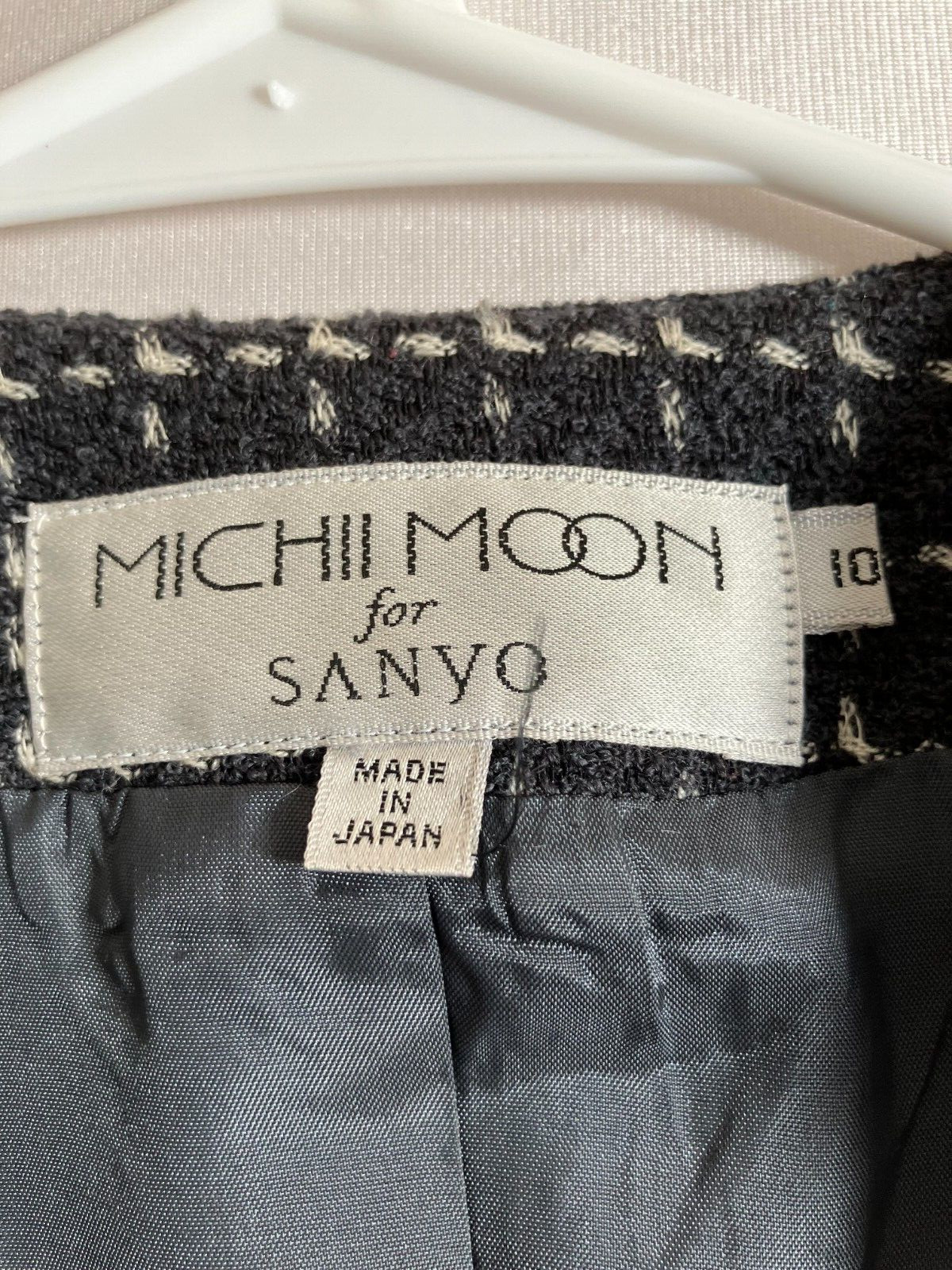 Vintage 80s Michii Moon Wool Blazer Jacket Size 10 Gray Print Japan Oversized