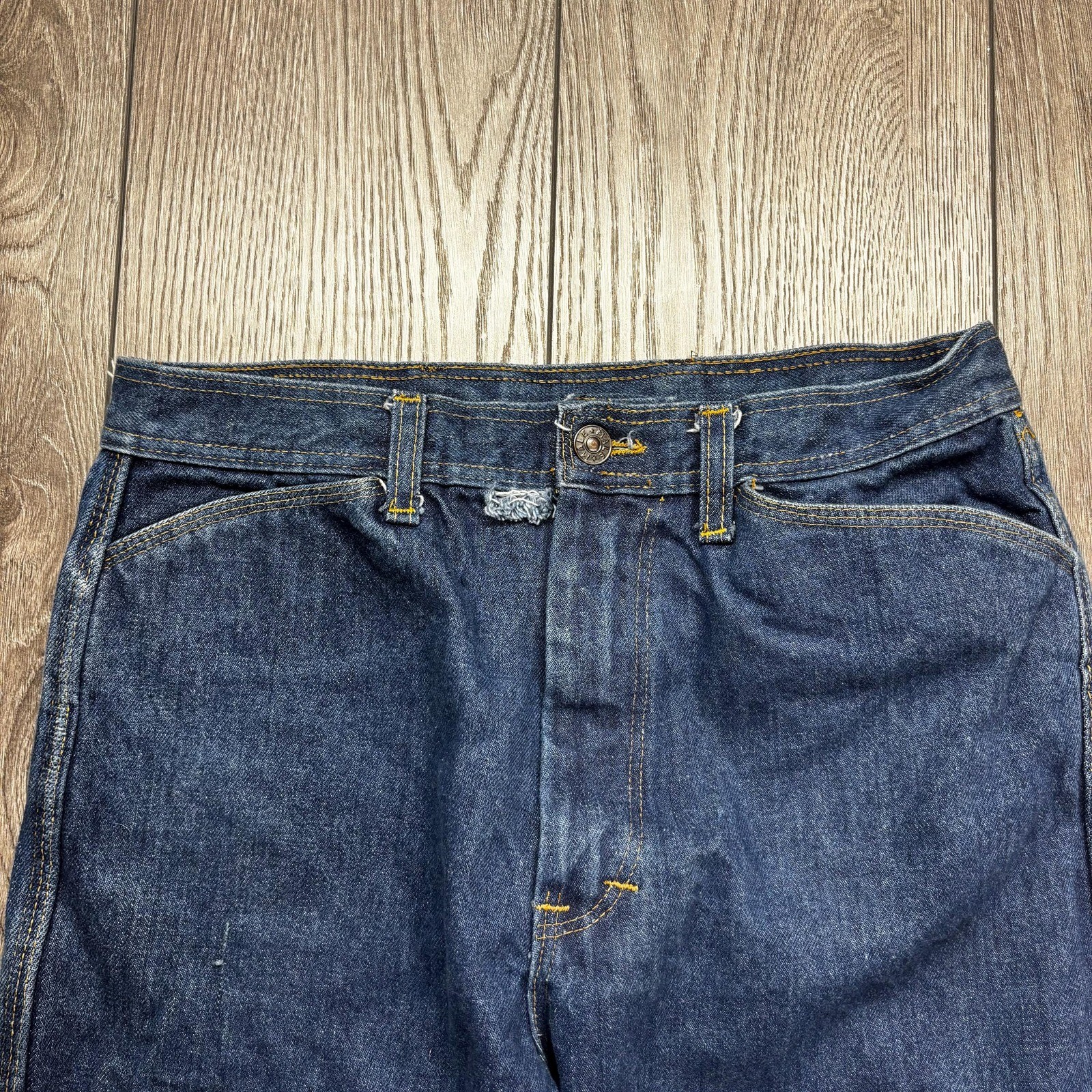 Vintage Male Pearl Snap 1970s Denim Jeans Western 30 x 28 Rare