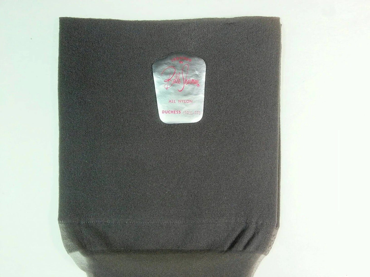 Vtg Belle Sharmeer 1 pair of grey seamless stockings demi toe size 10.5