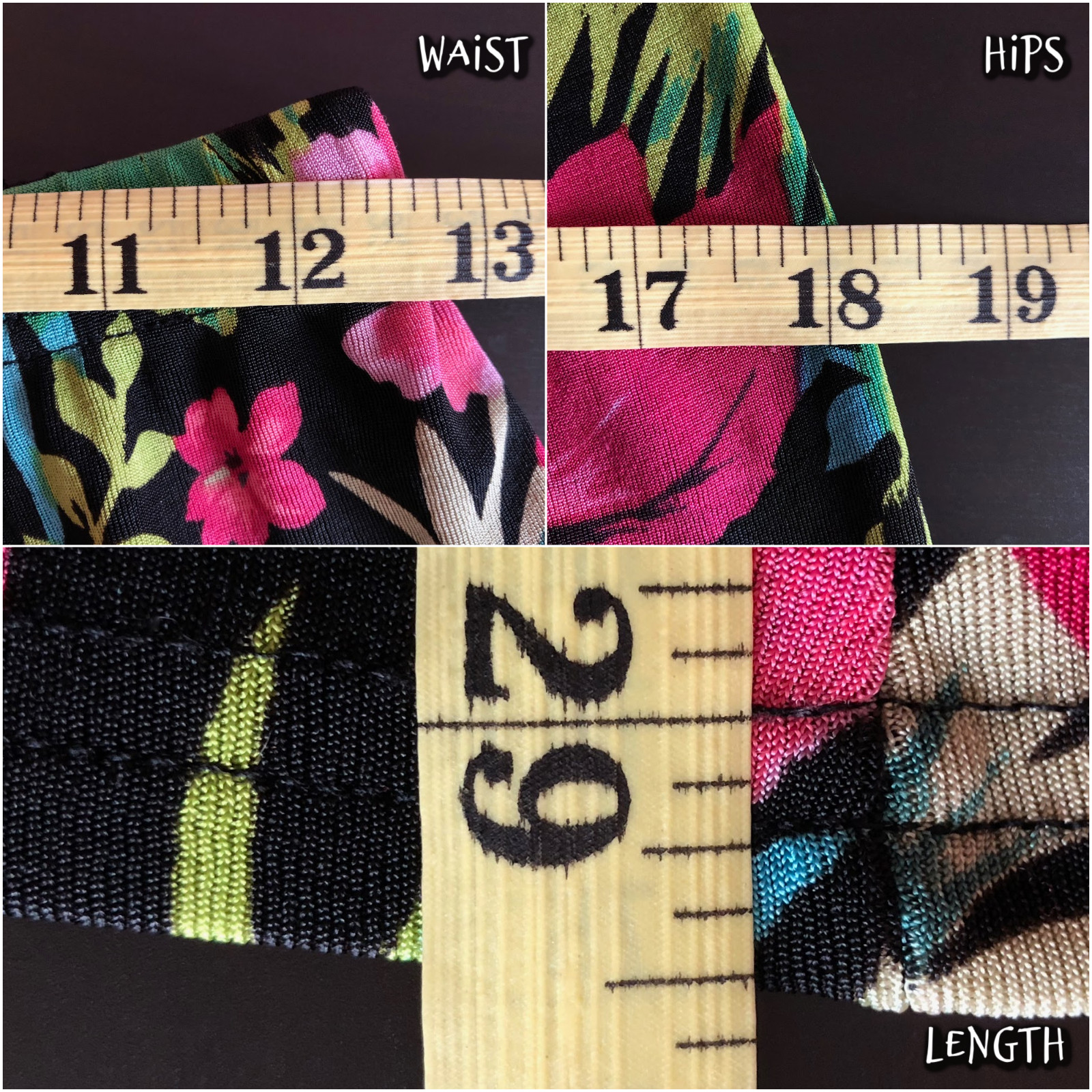 Vintage 90s M/L Midi Skirt Cotton Slinky Stretchy Tropical Floral Elastic Waist