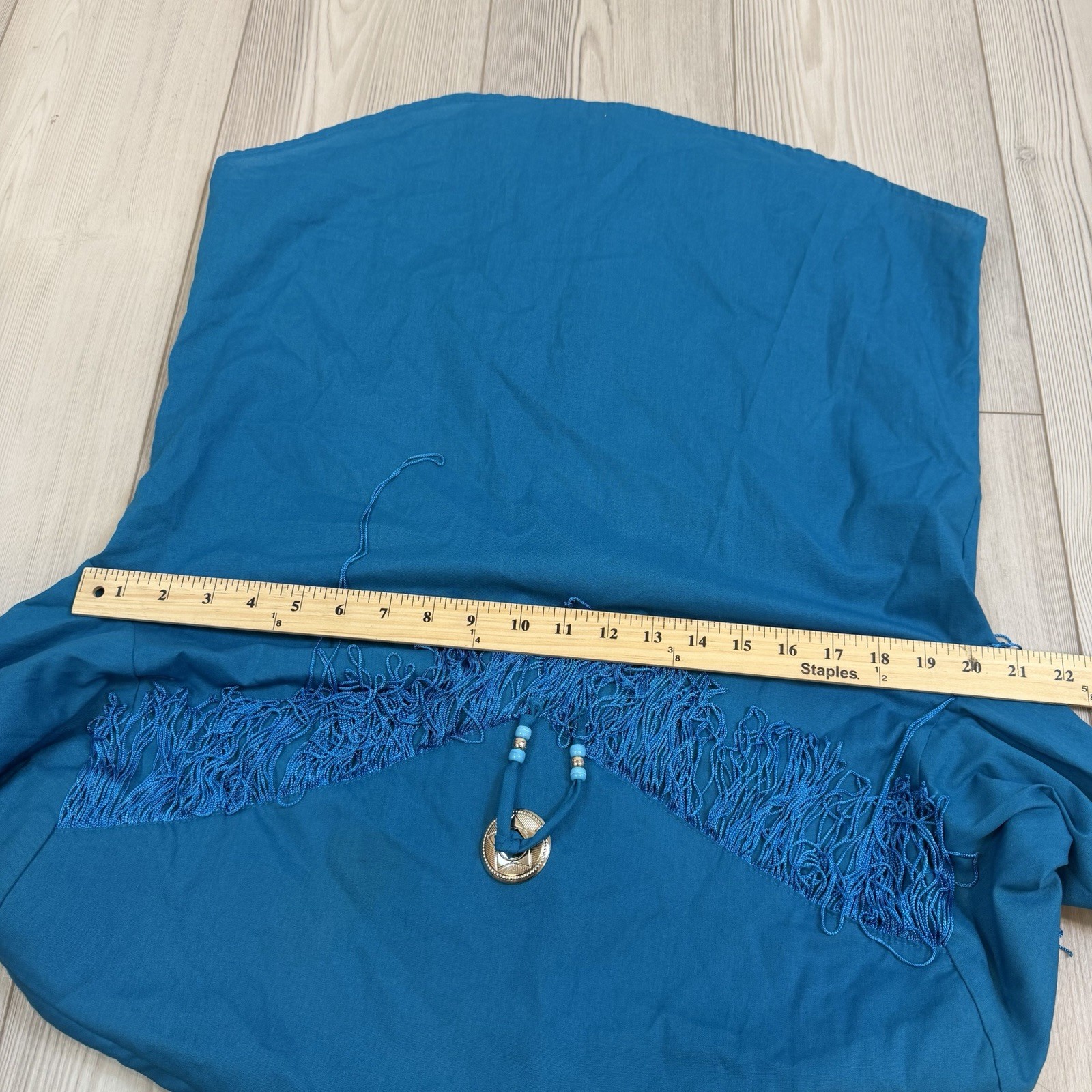 Vintage Western Collection Blue w/ Fringe Embroidered Bolo Long Sleeve Meduim
