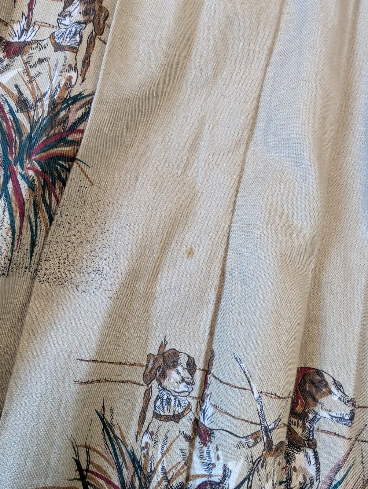 Vintage 80s Women’s All Cotton Hunting Dog Print Maxi Skirt Ruff Hewn Size 14 US