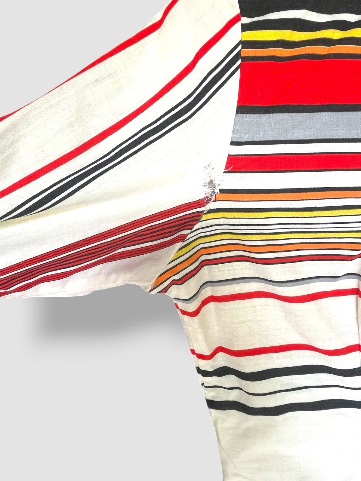Vintage 1970s Womens Shirt Blouse Red White Blue Striped Collars & Cuffs M Mod