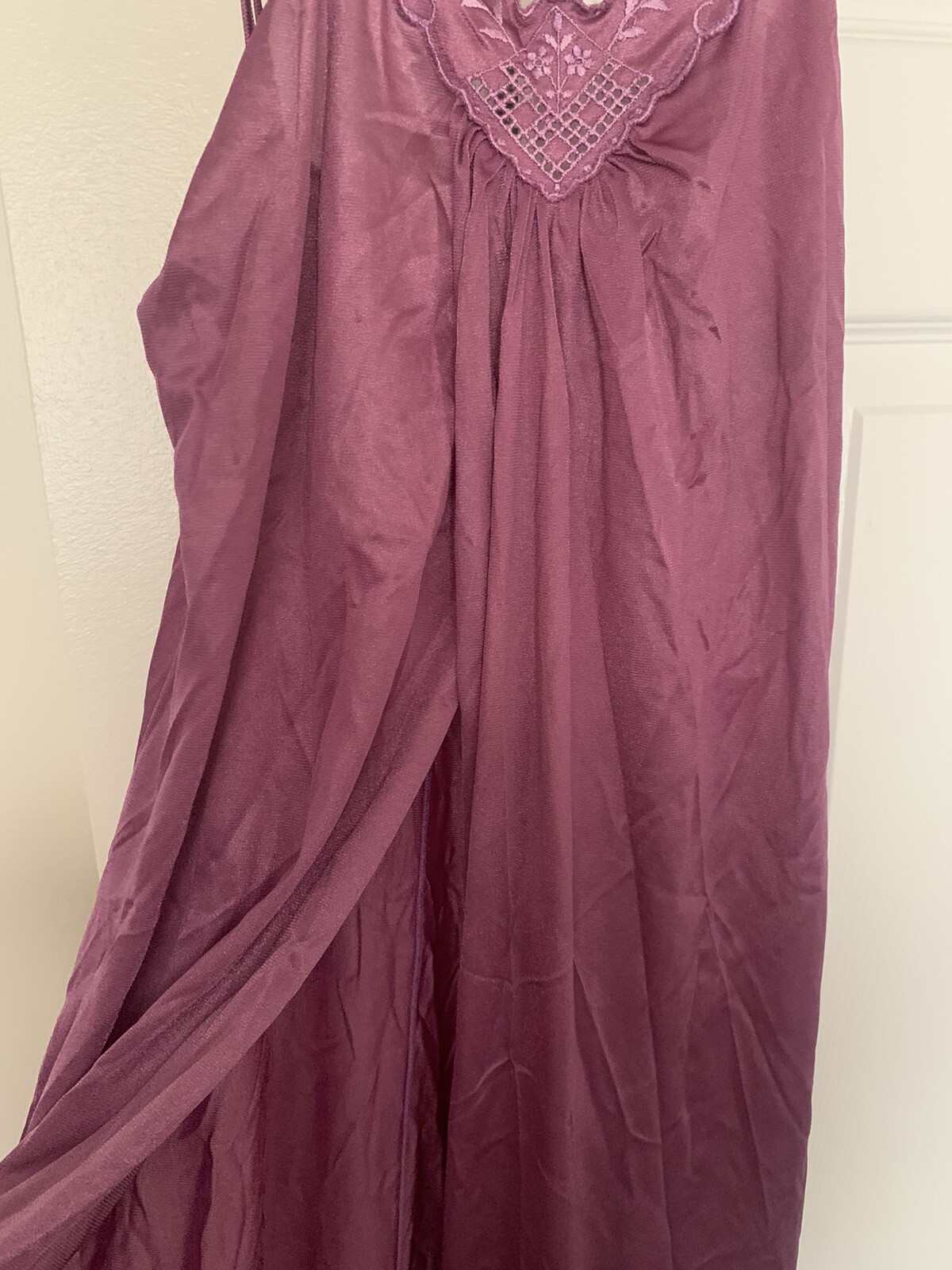 Vtg 2pc Set Dutchess Individually Yours Sz 13 Long Nightgown, Purple, Nylon USA
