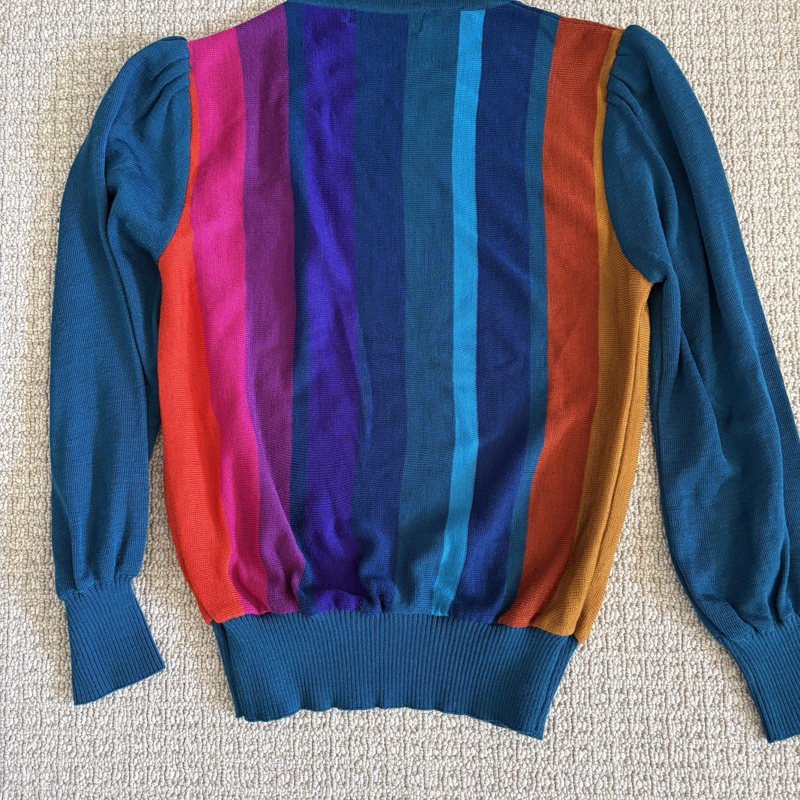 Vintage 70s 20 ANS Mariea Kim Womens Size S Multicolor Knit Pullover Sweater